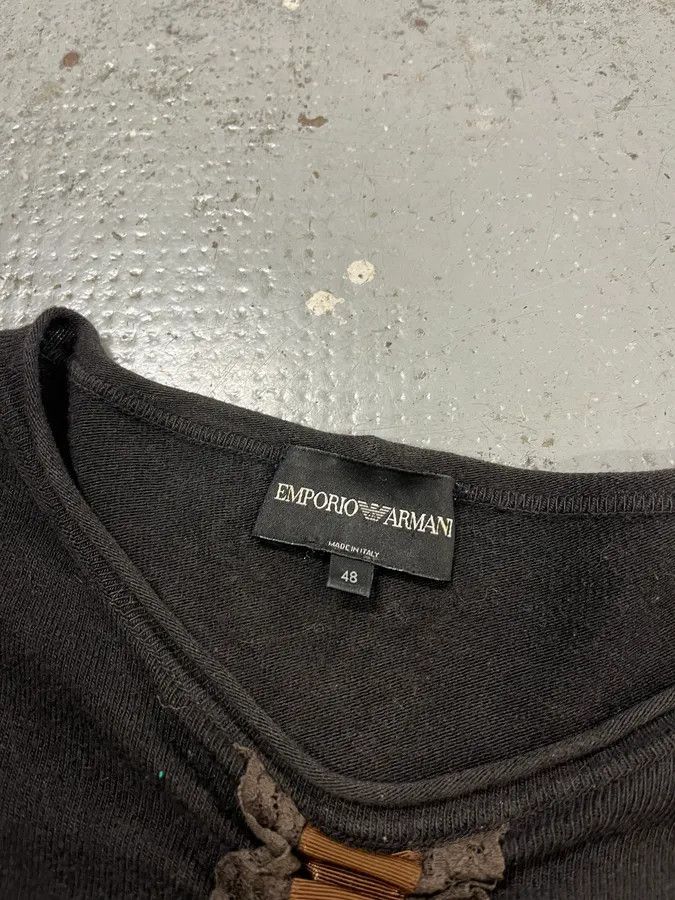 Emporio Armani Emporio Armani Pleated Dentelle Black Sweater Size M / US 6-8 / IT 42-44 - 8 Thumbnail