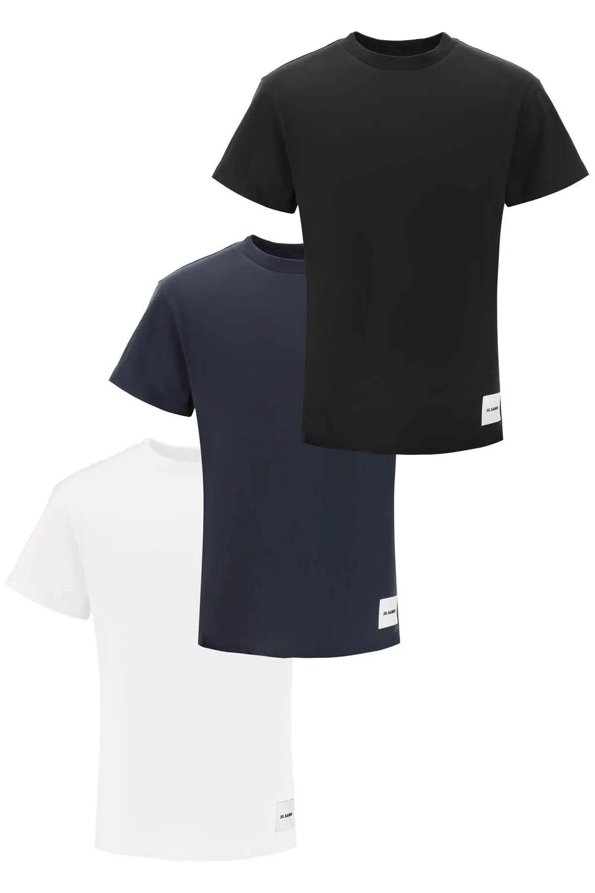 image of Jil Sander O1S22I1N0124 Cotton T-Shirt Tri-Pack In White/blue/black, Men's (Size Small)