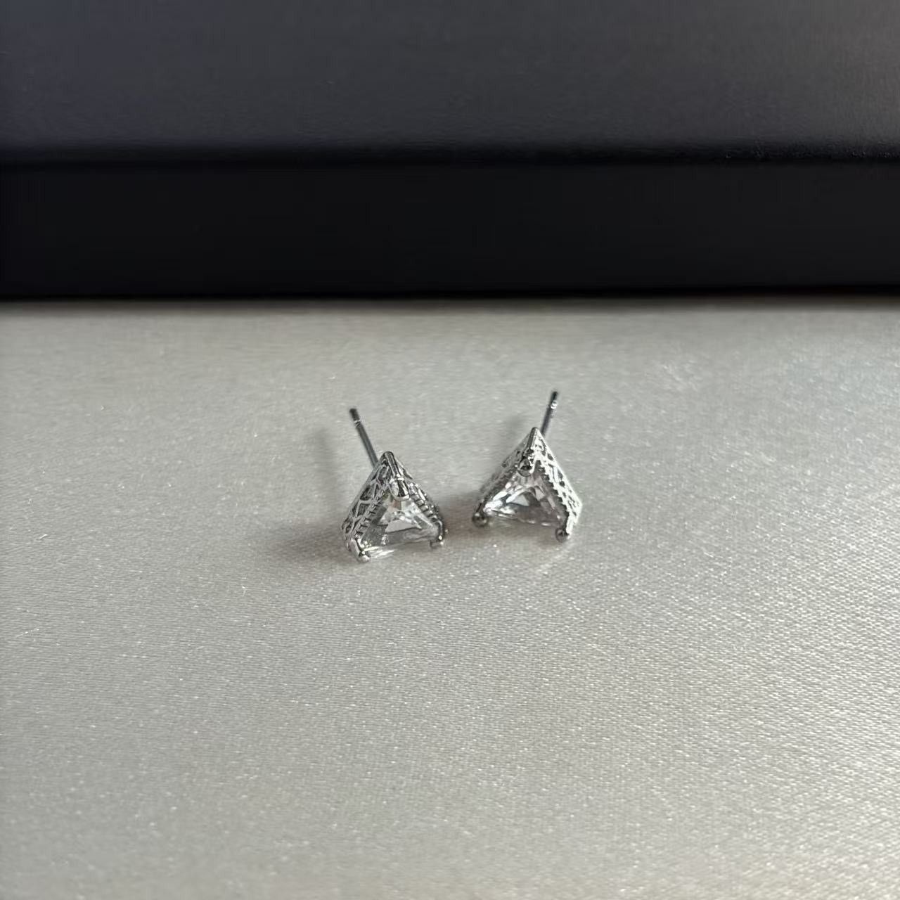 Other 8mm CZ Geometric Triangle Stud Earrings for Men Women Size ONE SIZE - 4 Thumbnail