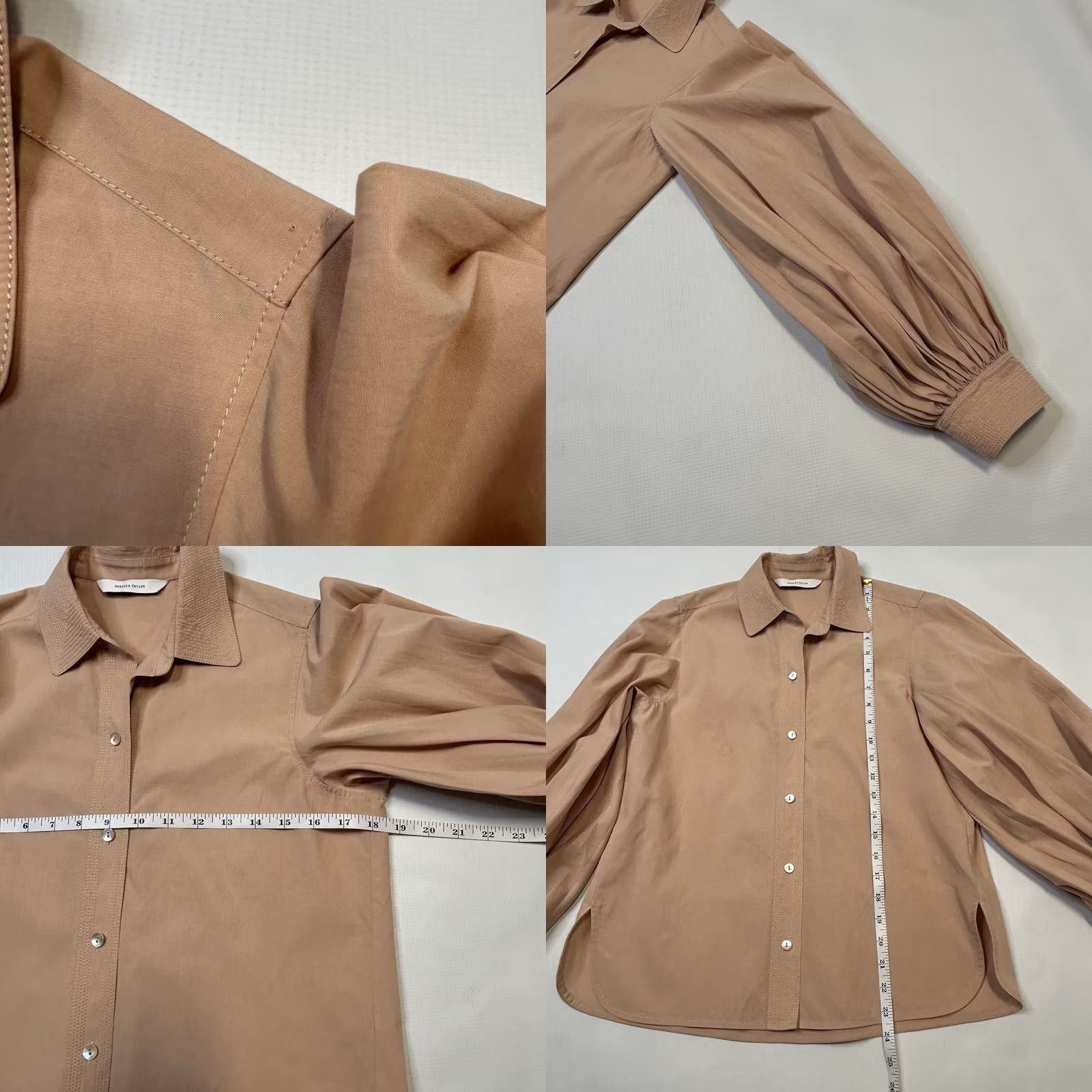 Rebecca Taylor Rebecca Taylor Rose Pink Collared Shirt Balloon Sleeve Womens XS Color Pink Casual Workwear Party/Cocktail Wedding 100% GENUINE Womens XS Size XS / US 0-2 / IT 36-38 - 8 Thumbnail