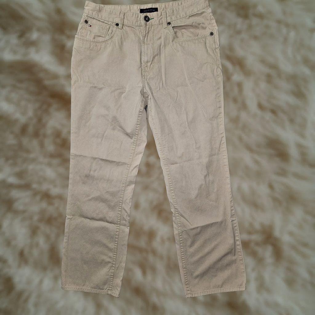 Tommy Hilfiger Tommy Hilfiger Pants Mens 34x32 Beige Straight Leg Casual Chino Cotton Khakis Size US 34 / EU 50 - 1 Thumbnail