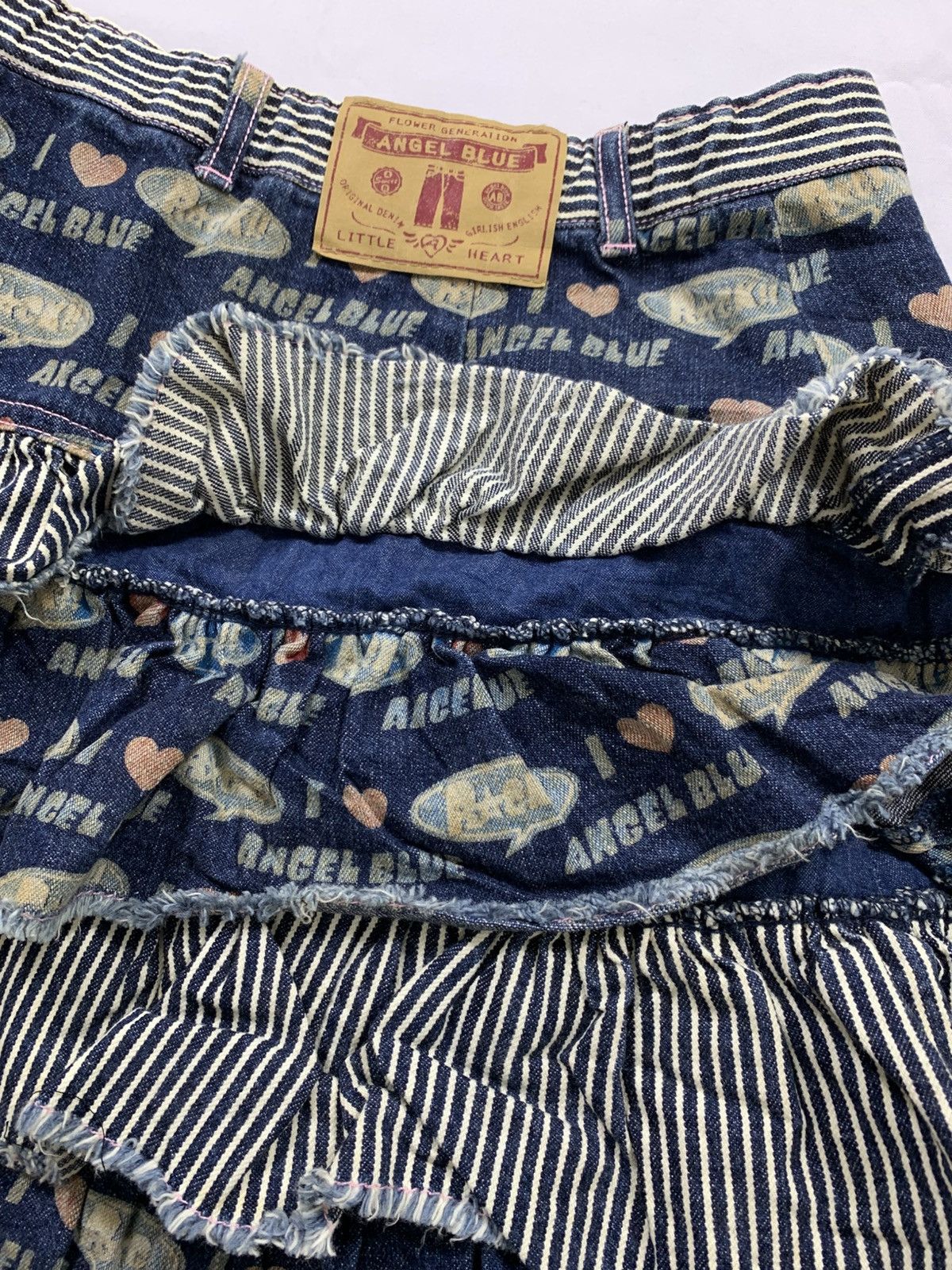 Hysteric Glamour Angel Blue short Skirt jeans all over print Size US 27 - 3 Thumbnail