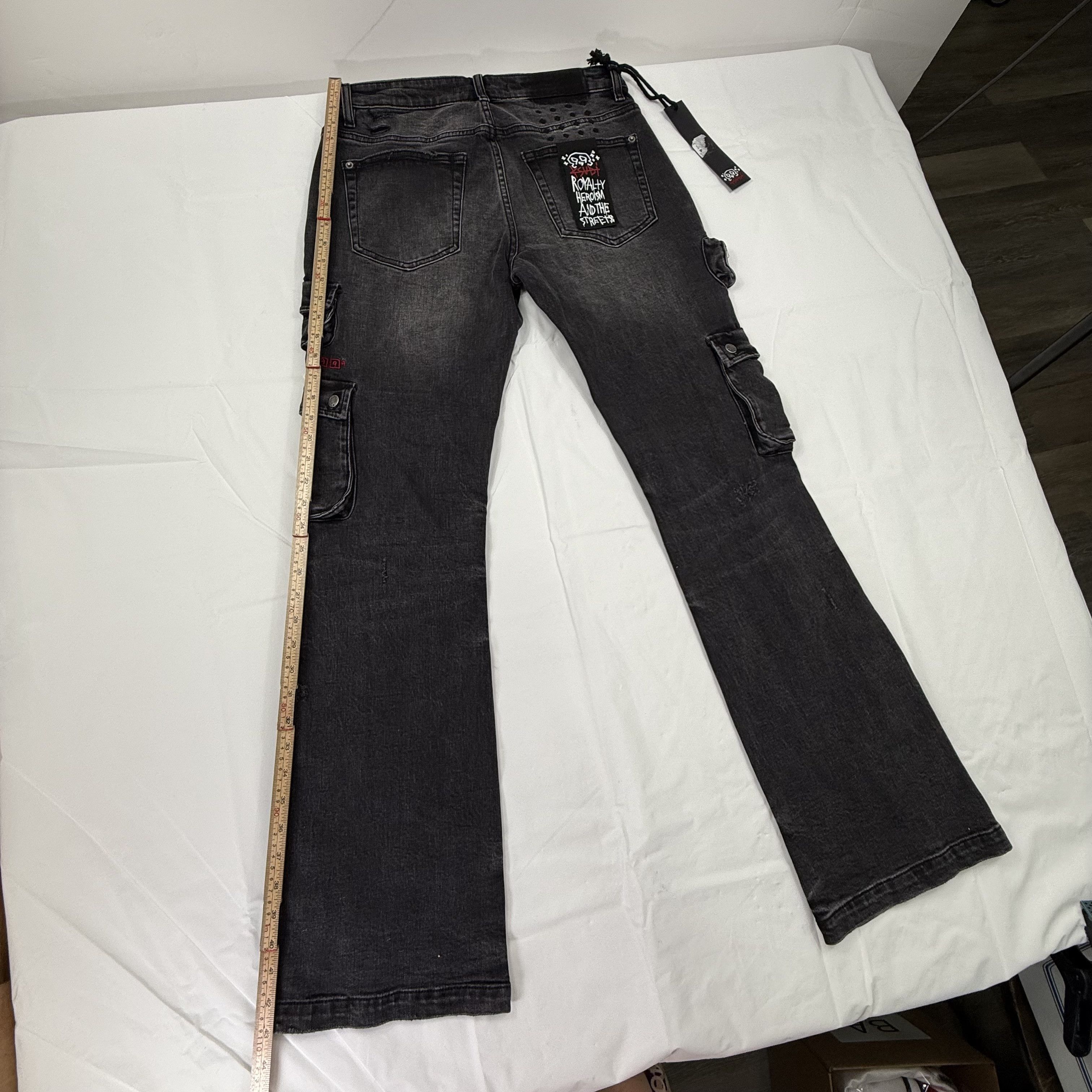 Ksubi Ksubi 999 Bronko Cargo Jeans Black Flared Snap Hem Mens 31 Size US 31 - 9 Thumbnail