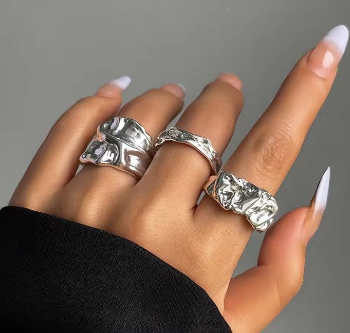 Jewelry 3 Pieces Adjustable Ring in Silver, Men's