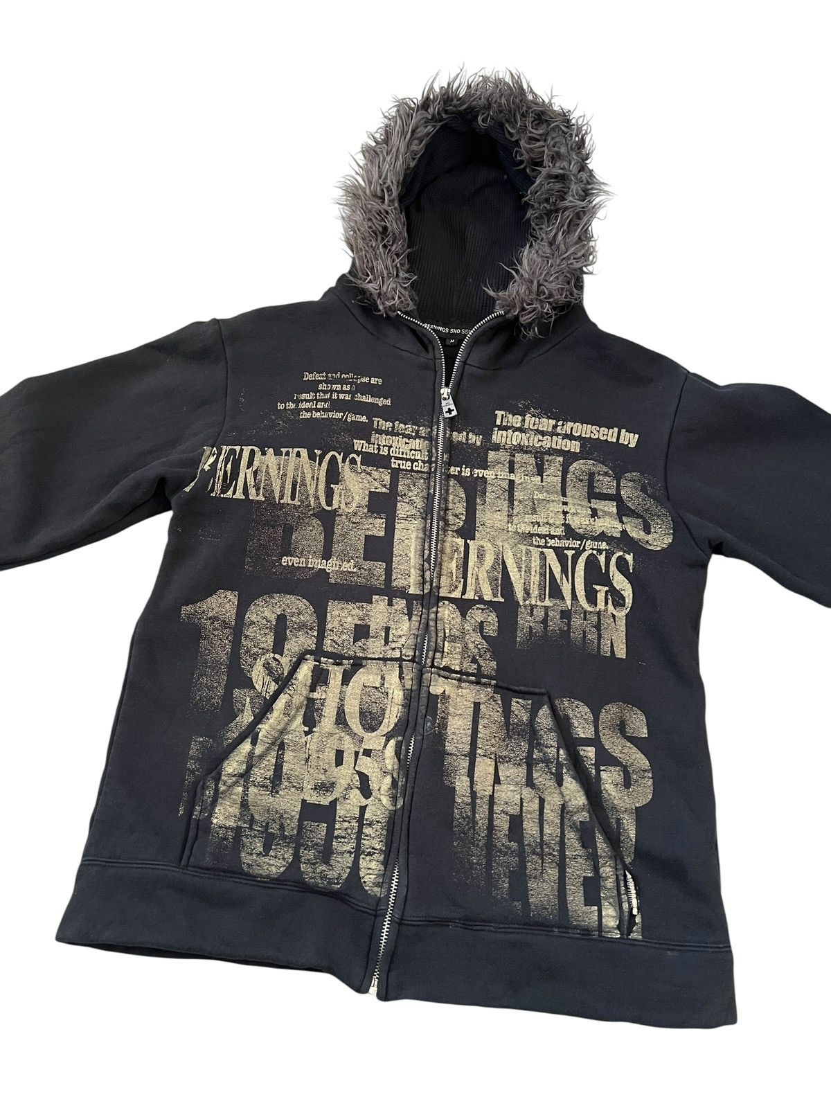 BERNINGS SHO 2000s Bernings Sho Anarcho Poem Fur Hoodie Size US S / EU 44-46 / 1 - 6 Thumbnail