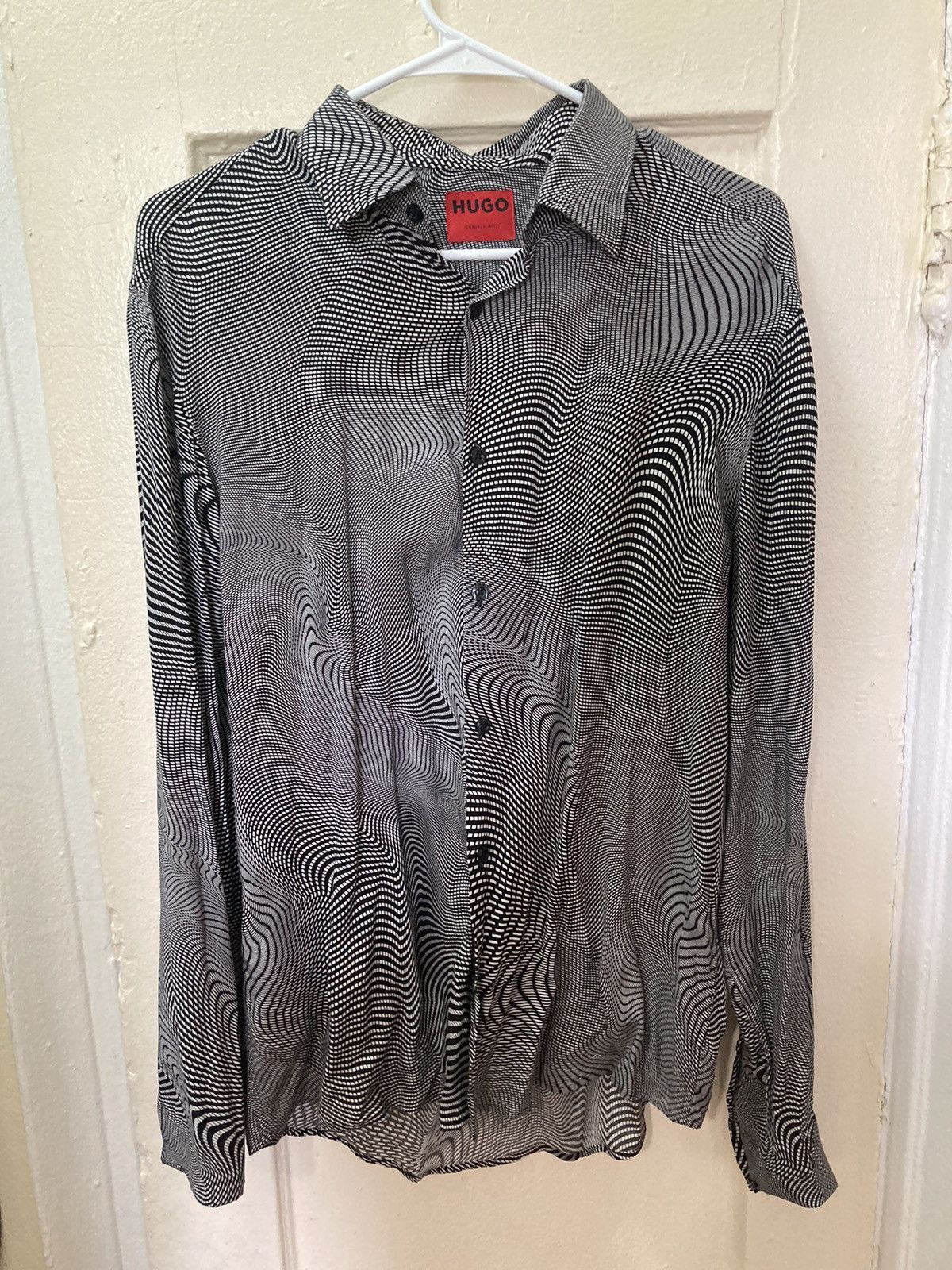 Hugo × Hugo Boss Op-Art Hugo Slim Fit Dress Shirt Size US M / EU 48-50 / 2 - 1 Thumbnail