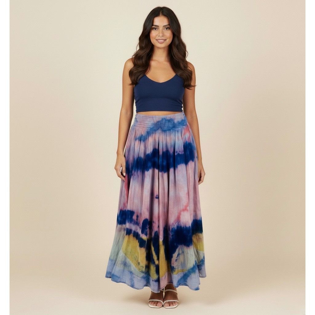 Free People RARE VTG Free People Tie Dye Gauzy Maxi Skirt M | Boho Luxe Size 30" / US 8 / IT 44 - 1 Thumbnail
