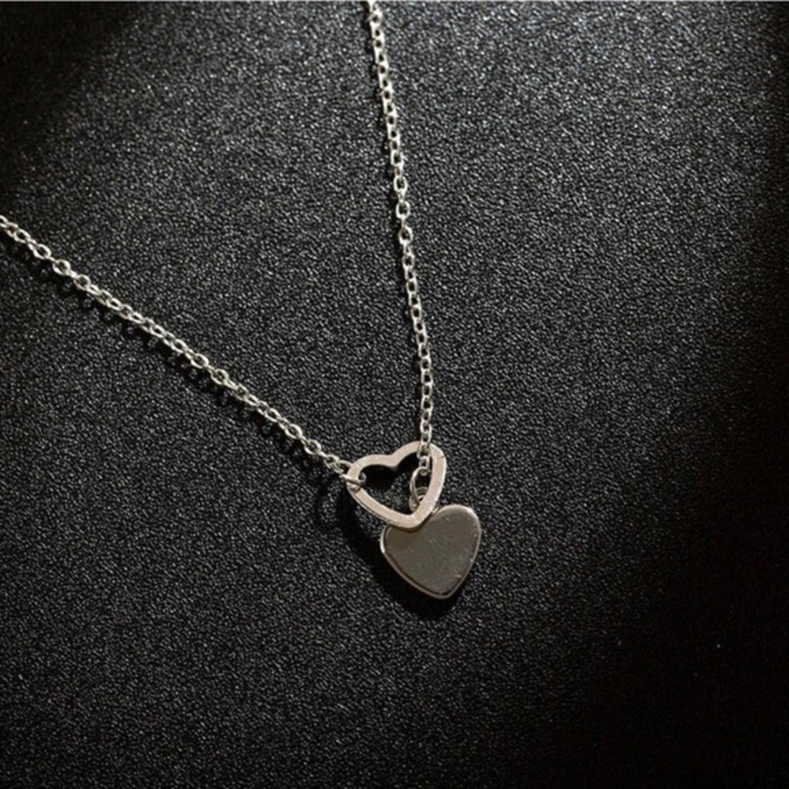 Designer Silver Lariat Double Heart Twist Heart Pendant Necklace Size ONE SIZE - 1 Thumbnail
