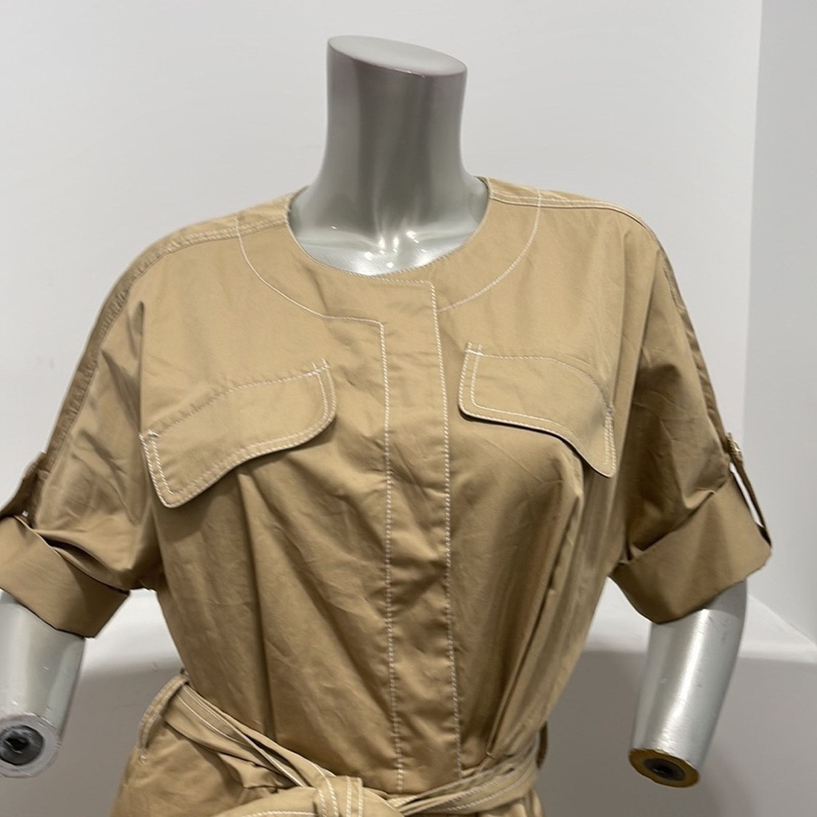 Badgley Mischka Badgley Mischka Belted Khaki Jacket Dress 3/4 Sleeve Size 6 Size M / US 6-8 / IT 42-44 - 11 Thumbnail