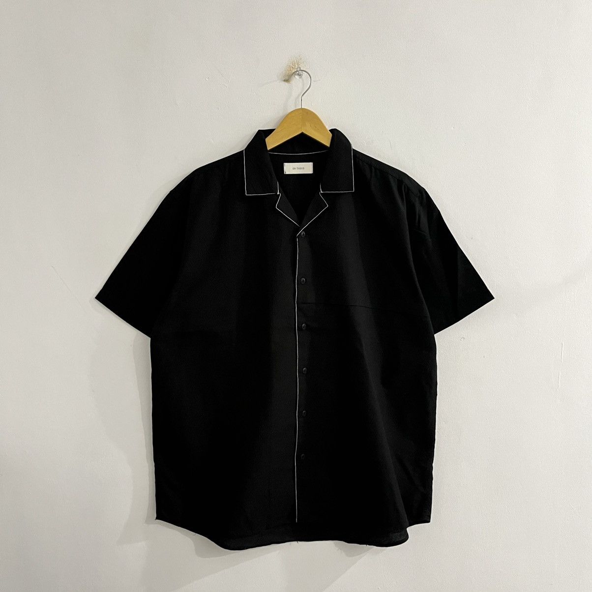 Japanese Brand black peace now button up bat collar shirt