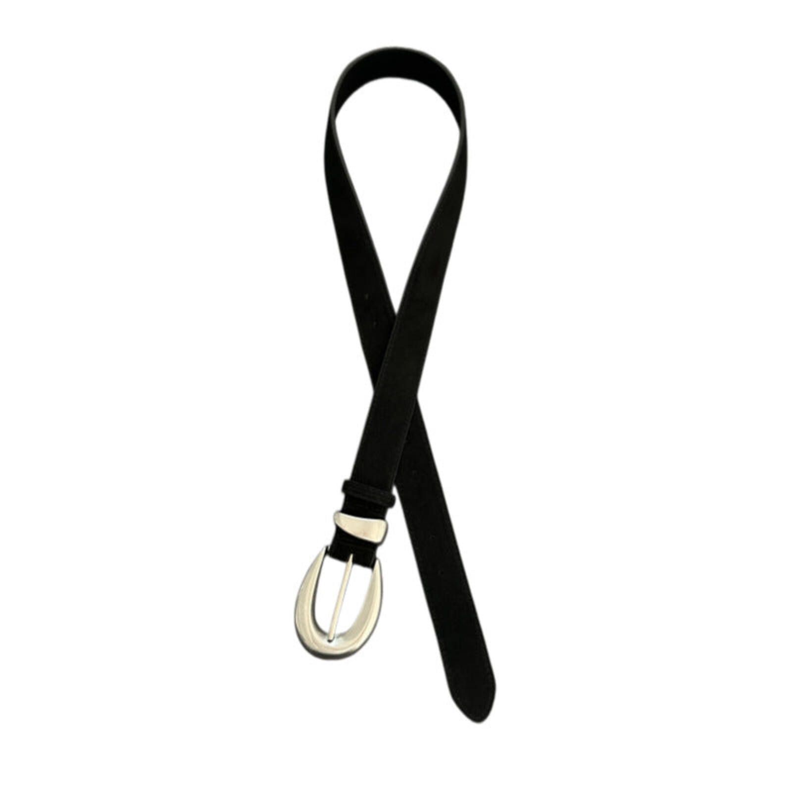 Other Suede Genuine Leather Belt | Minimal Black Silver Buckle Size ONE SIZE - 5 Thumbnail