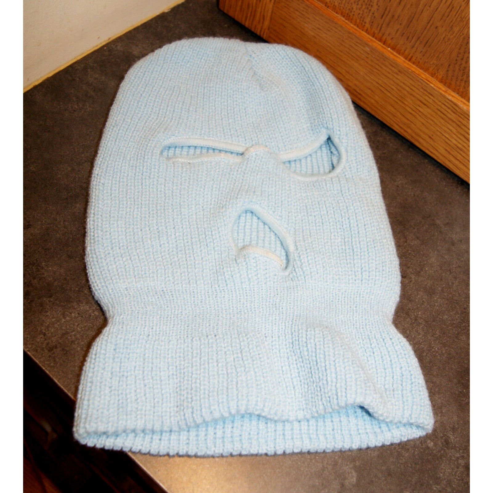 Other VTG Blue 3 Hole Winter Knit Ski Mask Robber Balaclava Size ONE SIZE - 1 Thumbnail