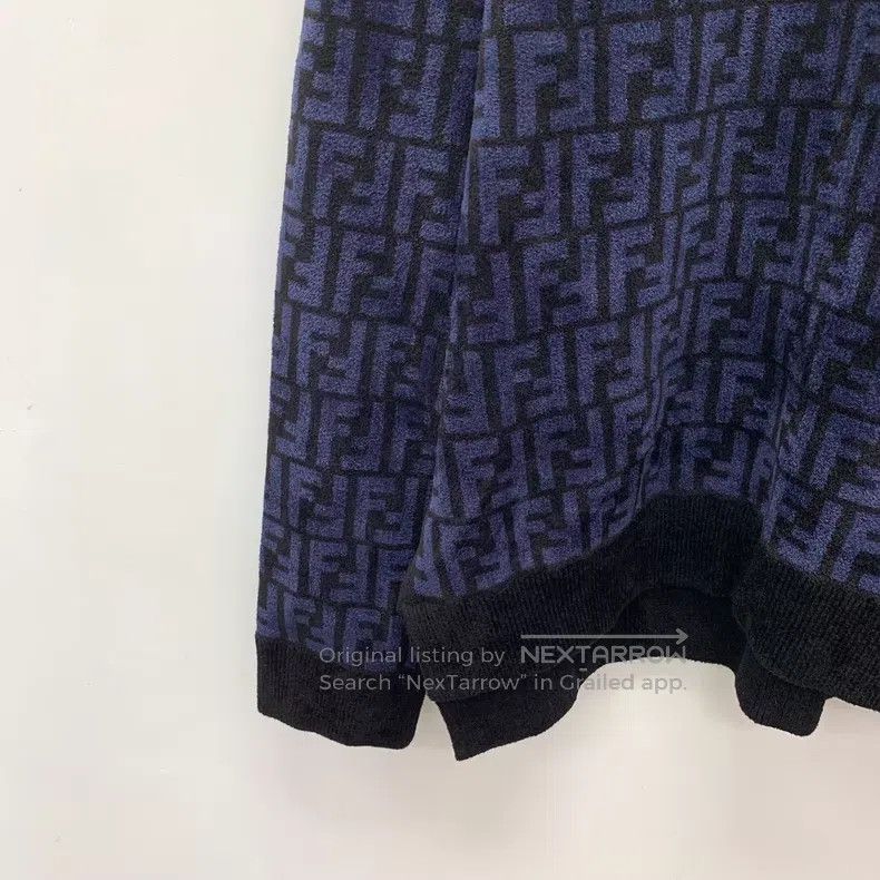 Fendi Fendi 2022 Dark Blue Double F Full Print Crew Neck Long Sl Size S / US 4 / IT 40 - 4 Thumbnail