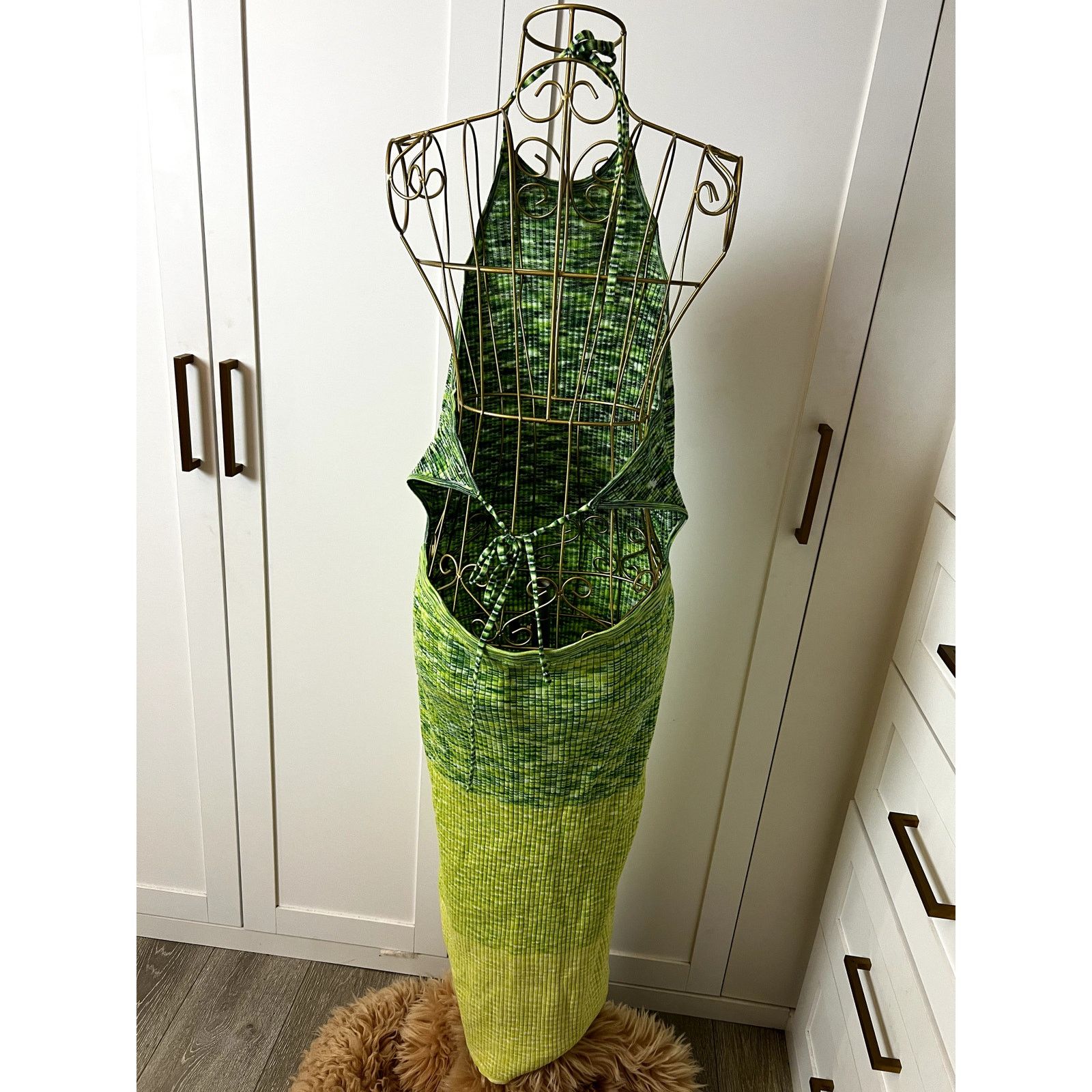 Other Future Collective Alani Noelle Green Open Back Dress Size L Size L / US 10 / IT 46 - 3 Thumbnail