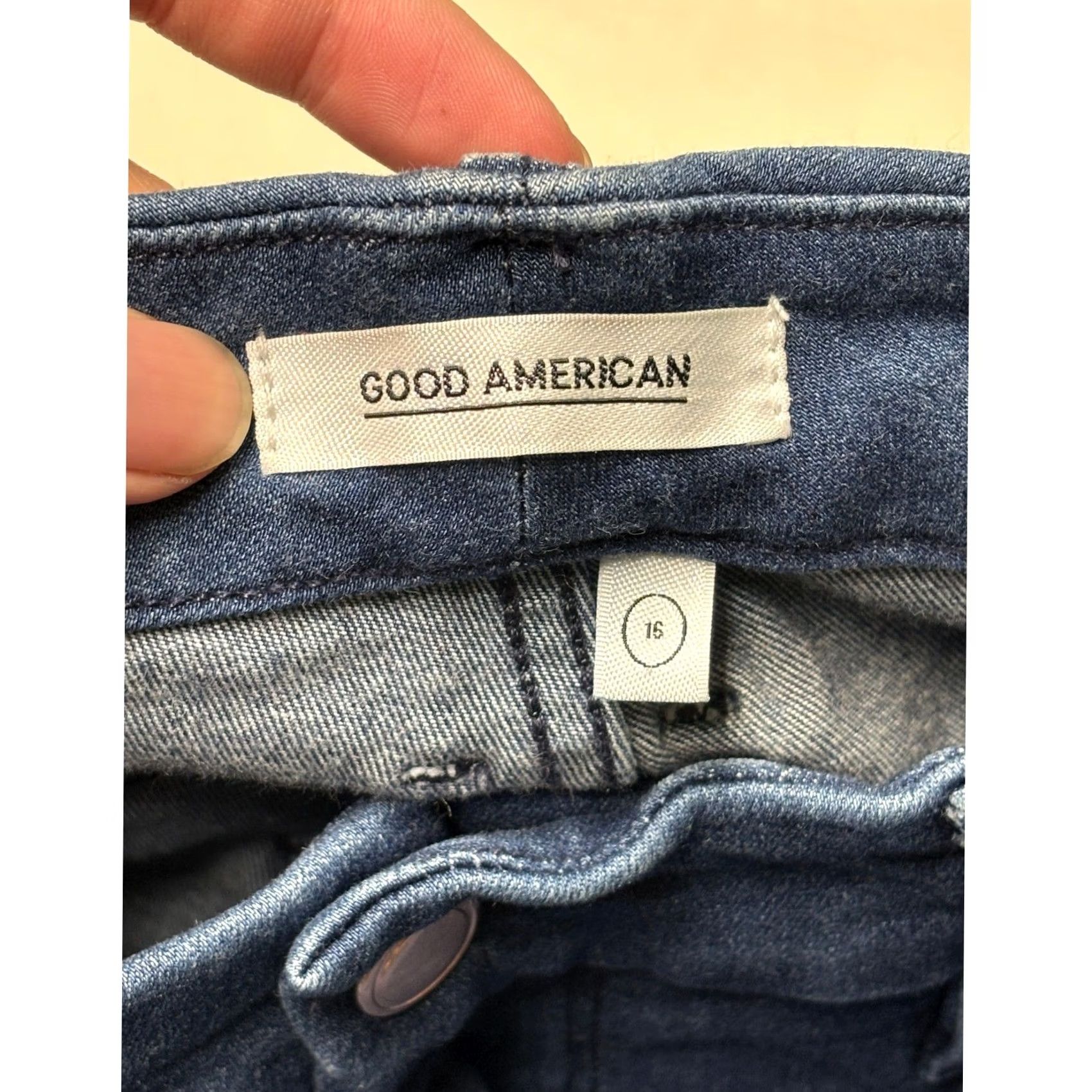 Good American Good American Womens High Rise Skinny Jeans Dark Wash Blue 16W 28in Inseam 5-Pocket Stretch Logo Size 38" / US 16 / IT 52 - 3 Thumbnail