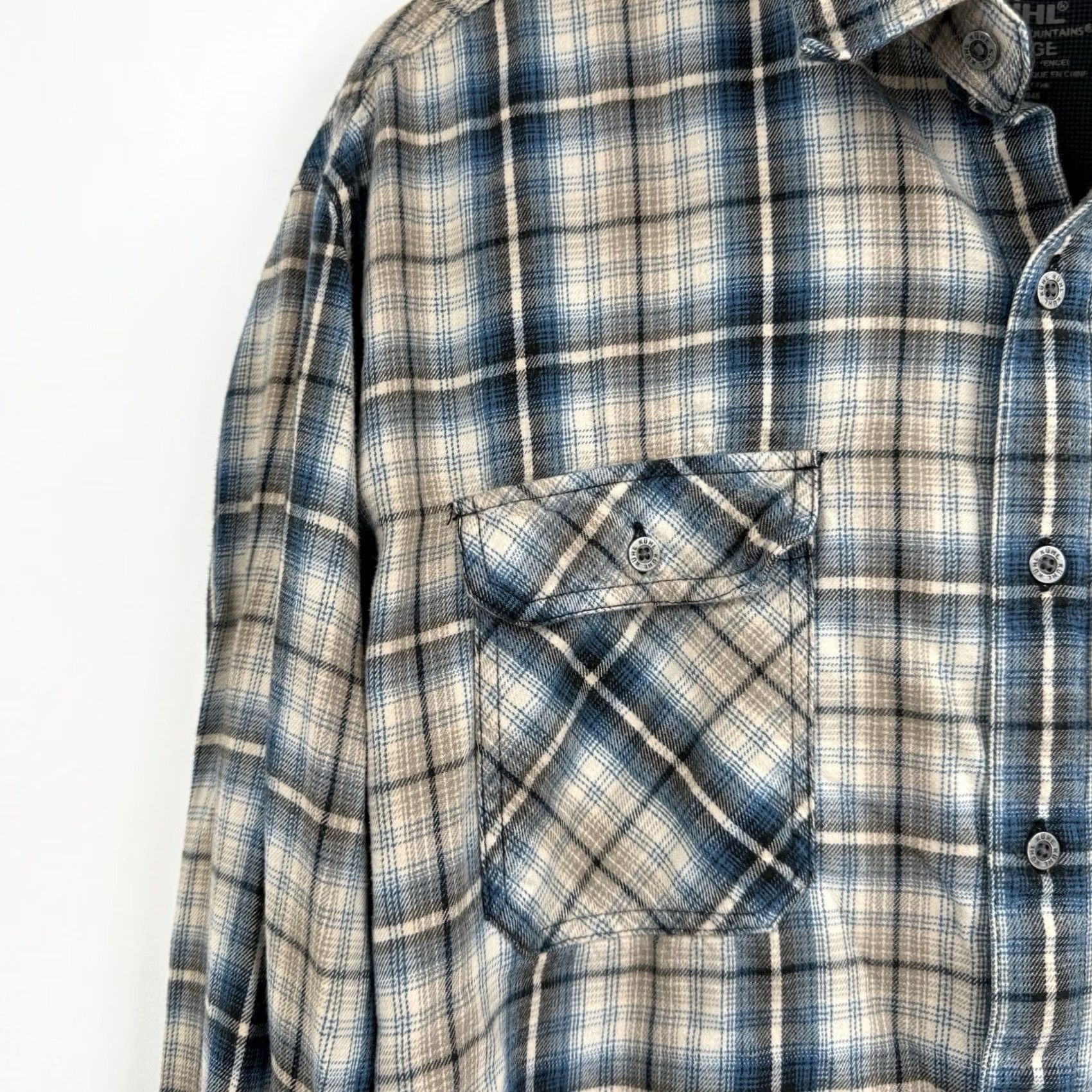 Vintage KÜHL Flannel Shirt Mens XL Long Sleeve Blue Plaid Hiking Lightweight Size US XL / EU 56 / 4 - 3 Thumbnail