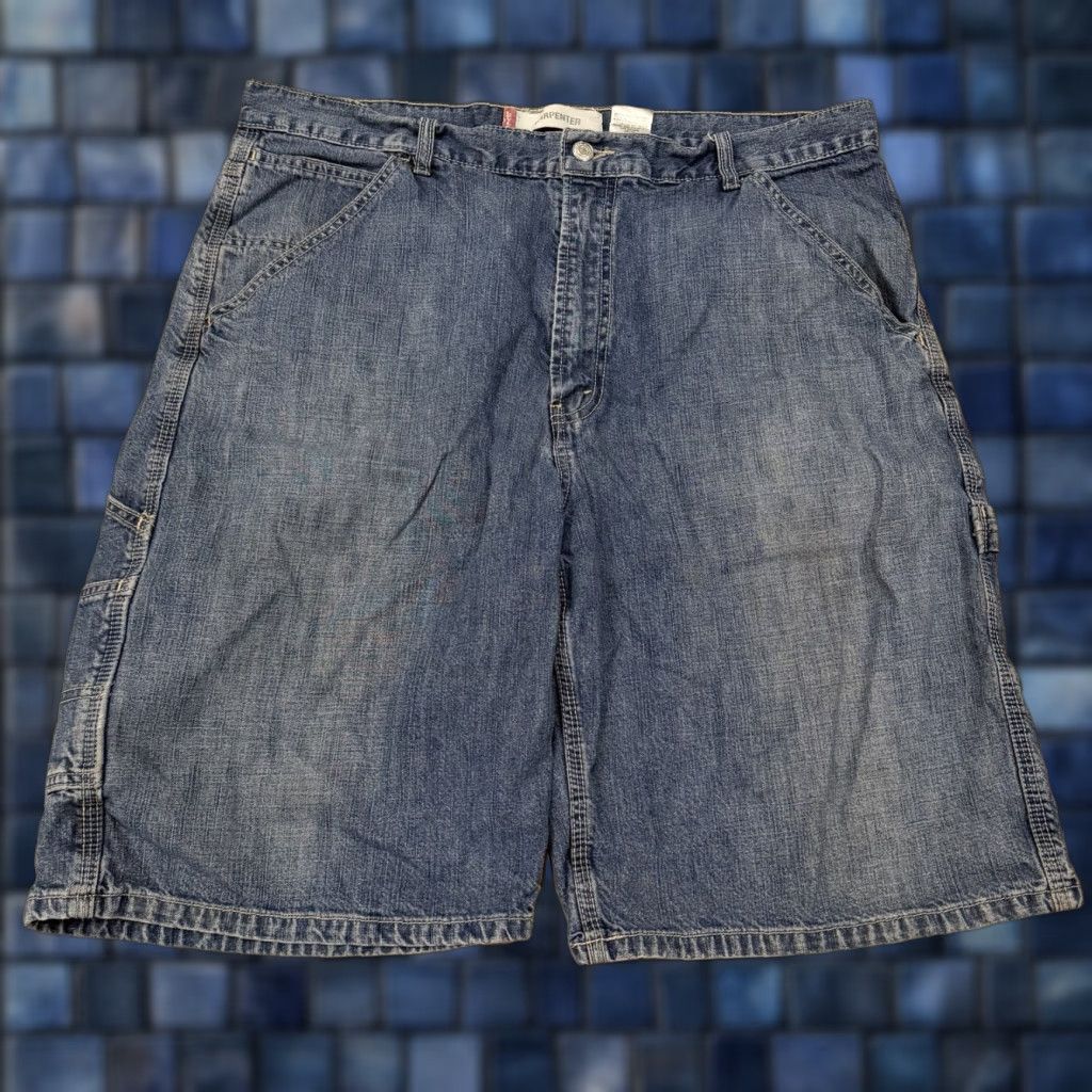 Levi's VINTAGE Levis Carpenter Denim Shorts Mens W38 Blue Dark Wash Y2K Jort Skater Size US 38 / EU 54 - 1 Thumbnail