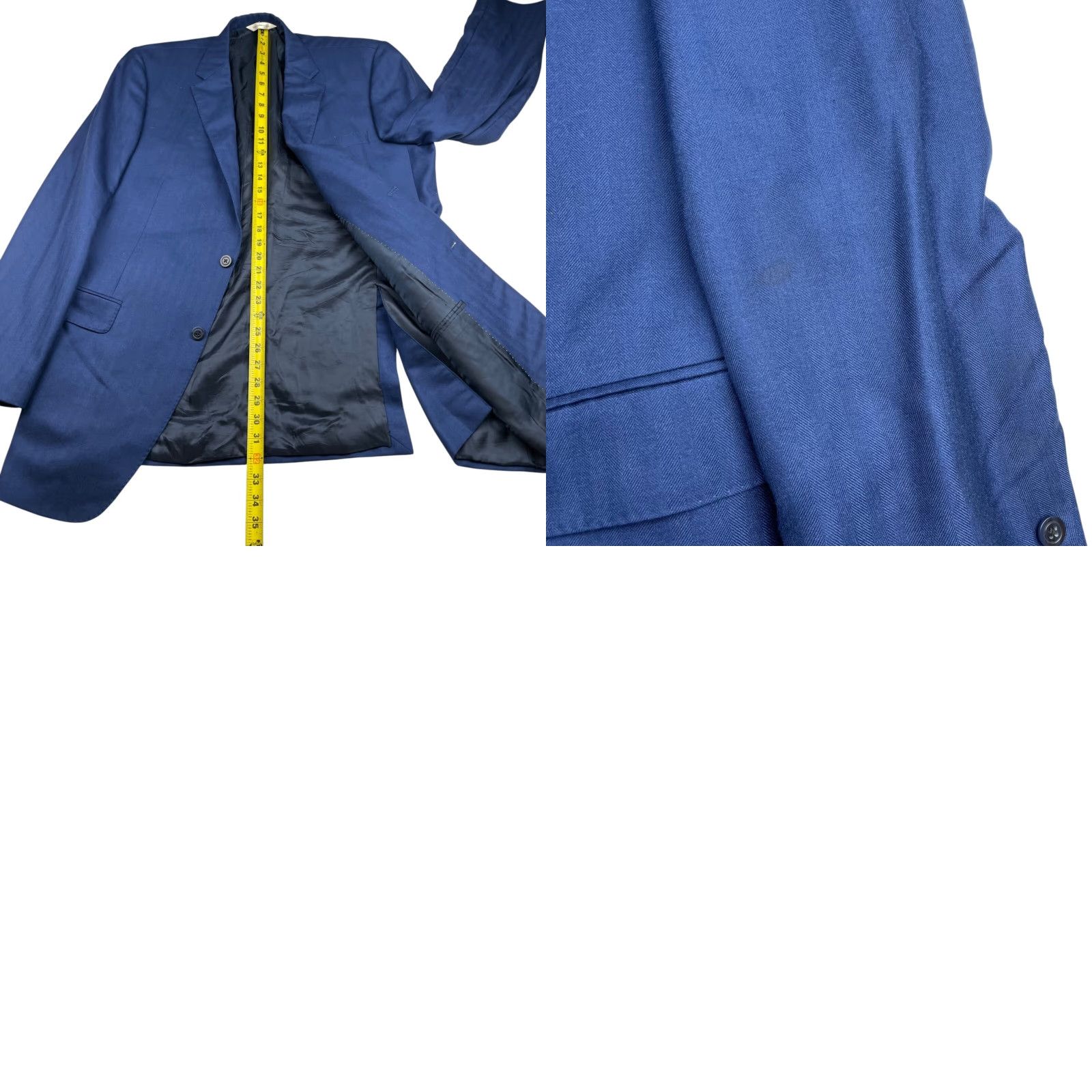 Vintage Samuelsohn Blazer Men 44L Blue Stripe Cashmere Silk 2-Button Notch Lapel Long Coat Jacket Size 44R - 9 Thumbnail