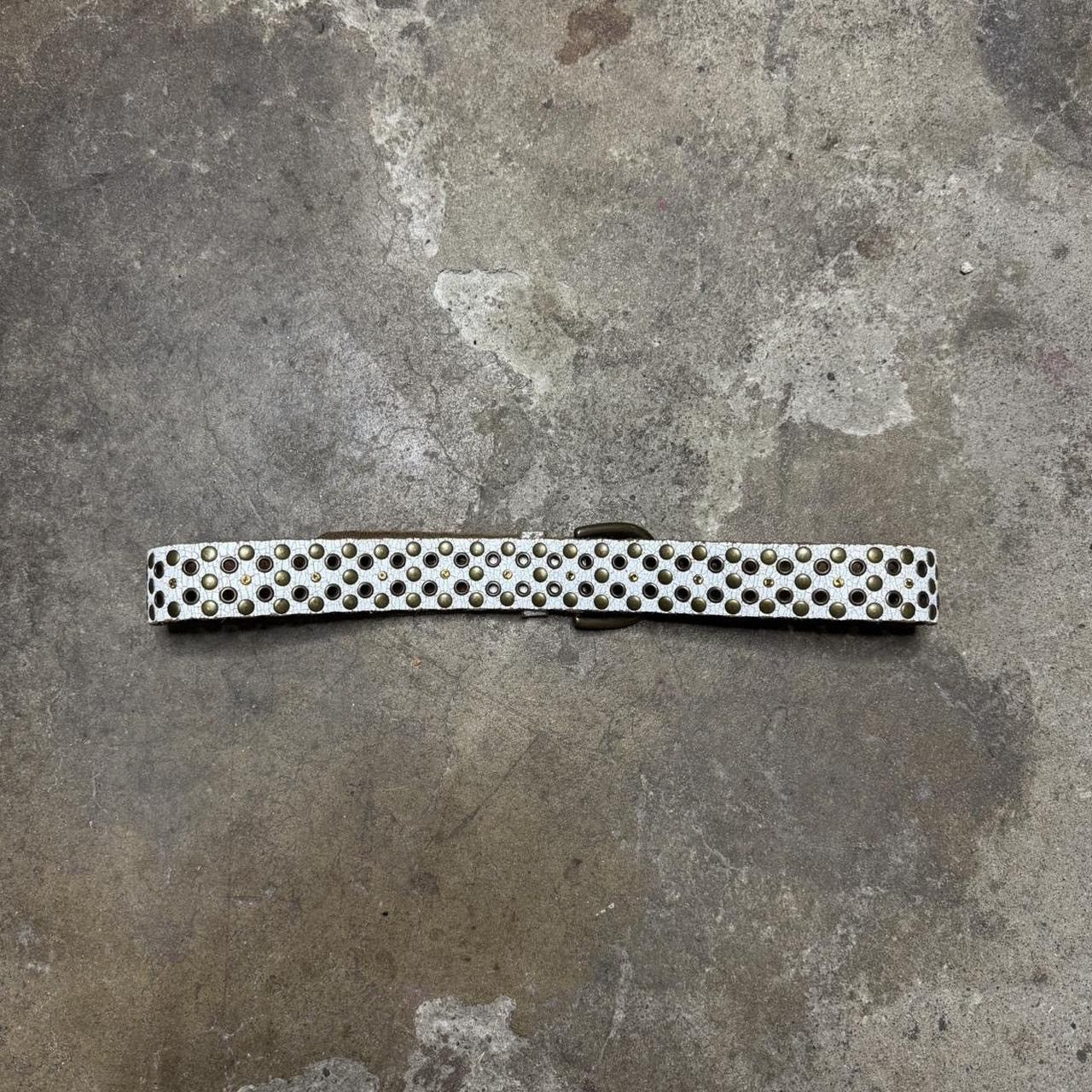 Designer × Vintage Hand Made Grunge Studded Leather Belt Size 30 - 2 Thumbnail