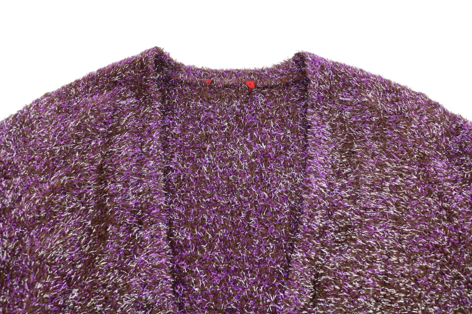 MAX&Co. S Burgundy Glitter Metallic Fuzzy Knit Cardigan 88678 Size S / US 4 / IT 40 - 5 Thumbnail