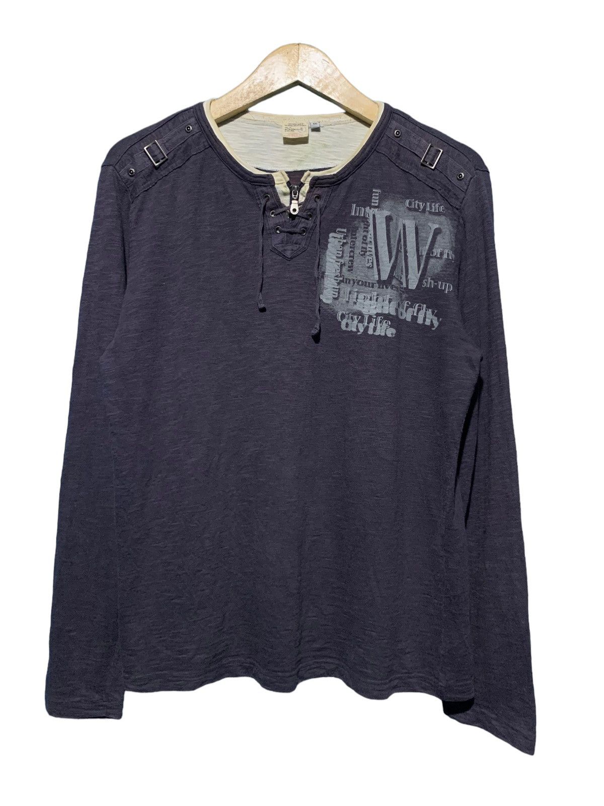 image of If Six Was Nine x Le Grande Bleu L G B Y2K Intercrew Laces Up Zip Double Layer Punk Longsleeve in G