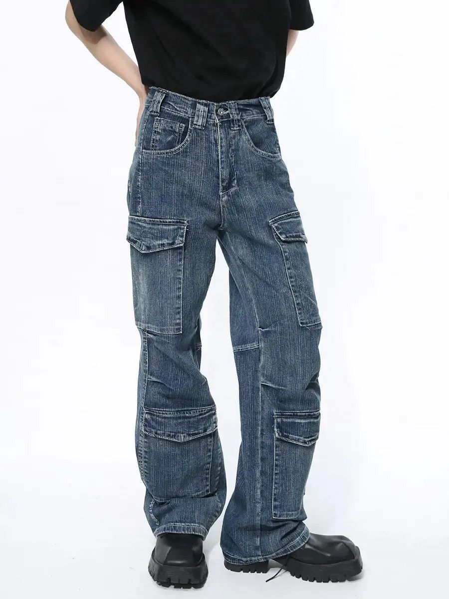 Japanese Brand Retro loose high street pocket jeans Size US 32 / EU 48 - 4 Thumbnail