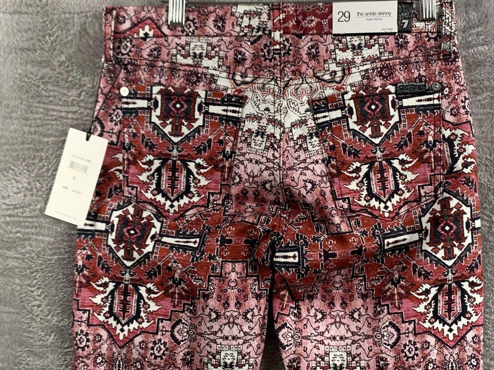 7 For All Mankind 7 For All Mankind Ankle Skinny Pants Multicolor Tribal Size 29" - 3 Thumbnail