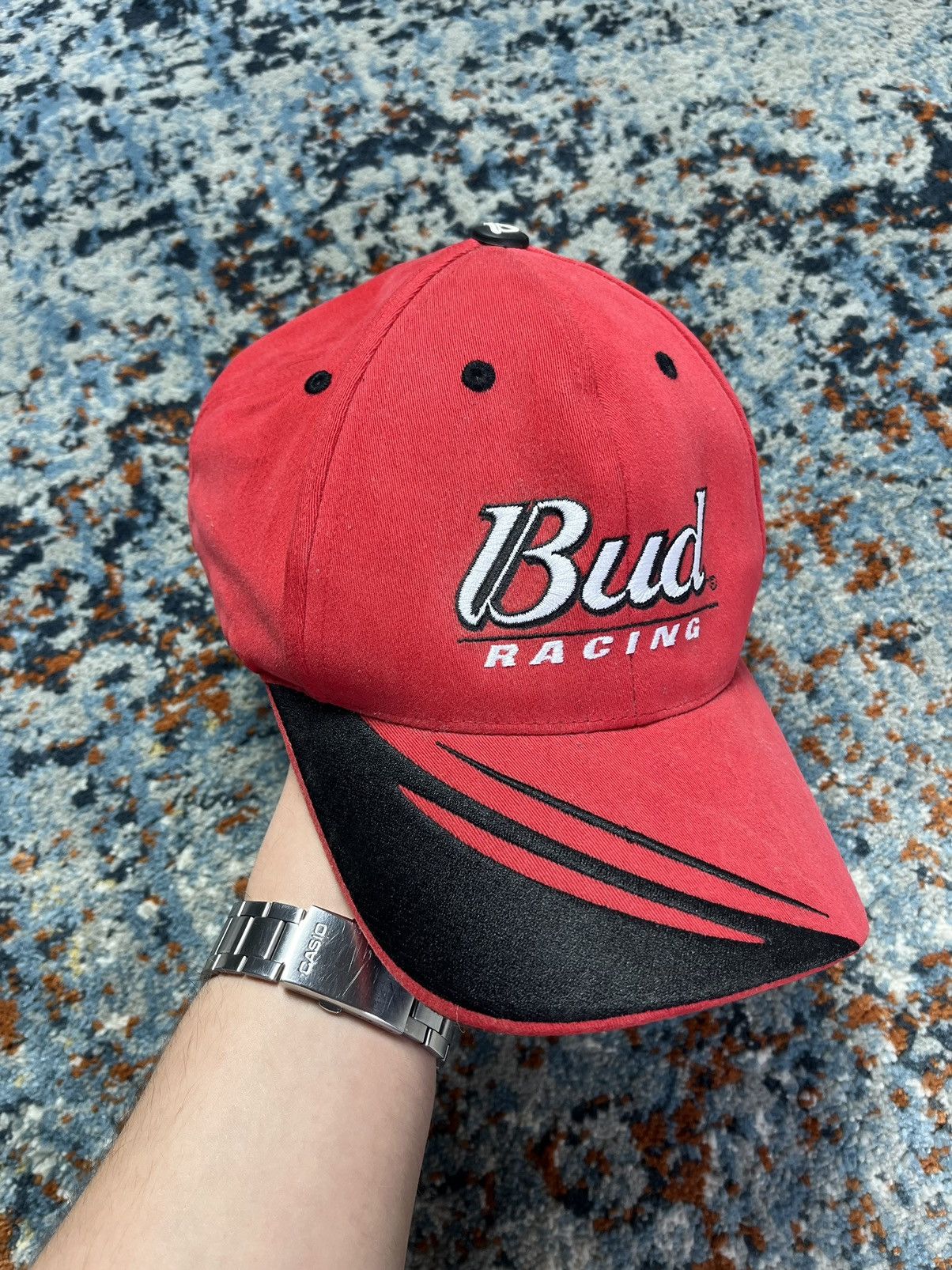 Budweiser × NASCAR × Vintage Vintage 00s Bud racing NASCAR velvet Budweiser hat cap Size ONE SIZE - 1 Thumbnail