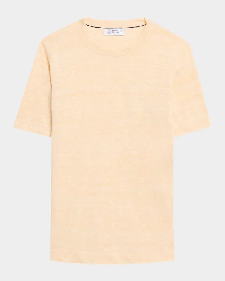 Brunello Cucinelli o1y0526 Short Sleeves Crewneck Sweater in Apricot Size US XL / EU 56 / 4 - 1 Thumbnail