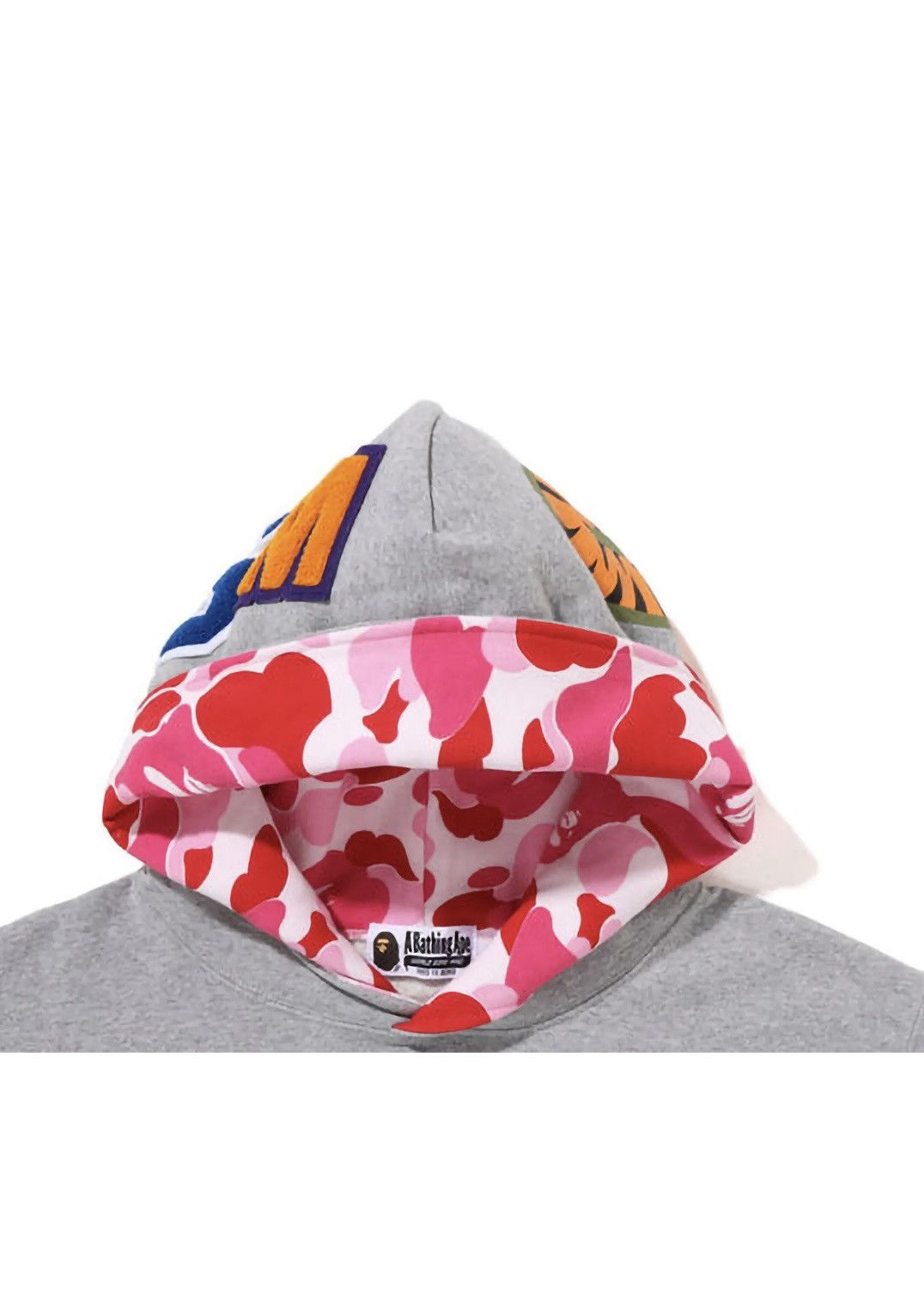 Bape Bape Shark Pullover Inside Camo Hoodie Grey/Pink Size US L / EU 52-54 / 3 - 3 Thumbnail