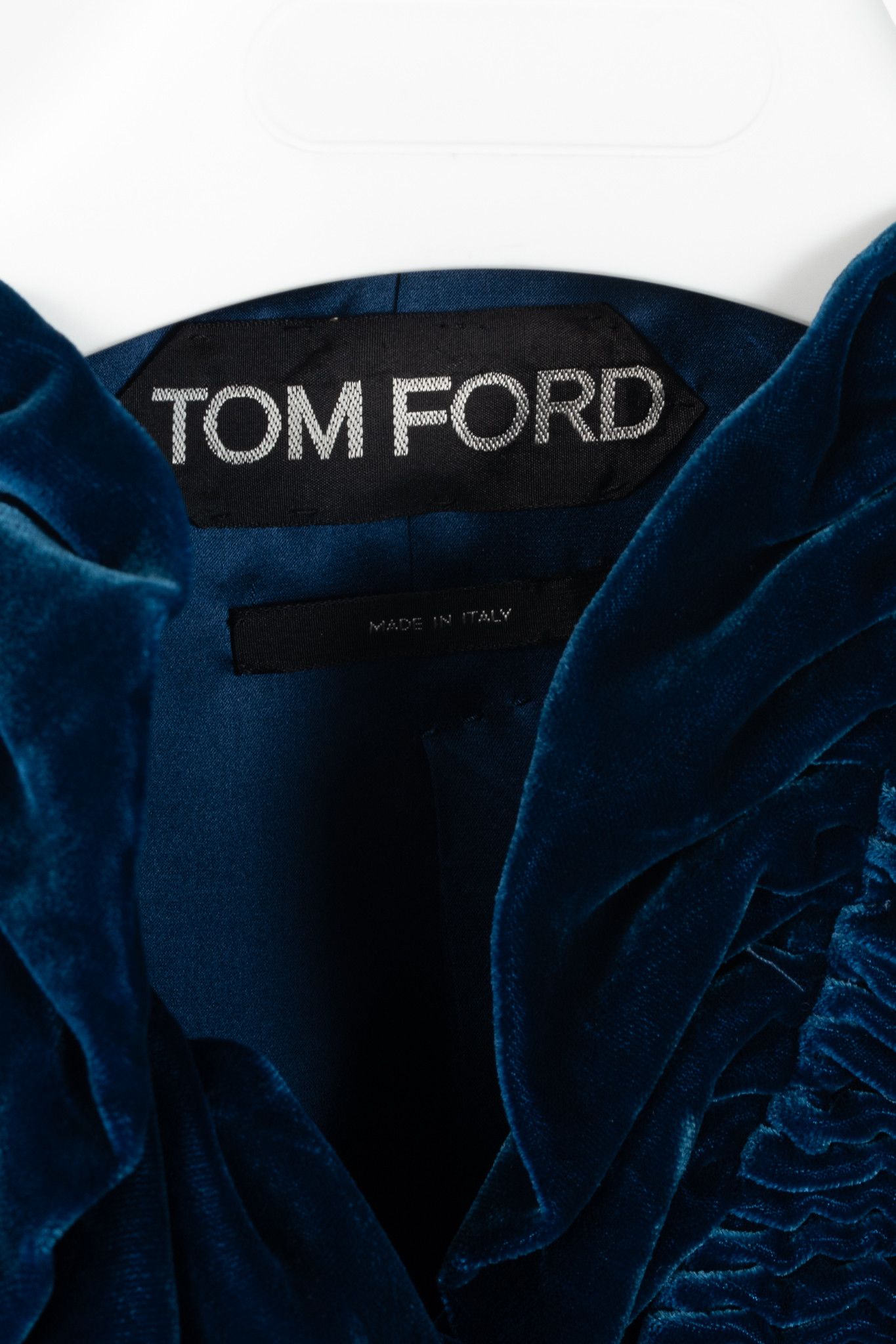 Tom Ford Tom Ford AW11 Blue Velvet Pleated Ruffle Peplum Jacket Size L / US 10 / IT 46 - 4 Thumbnail