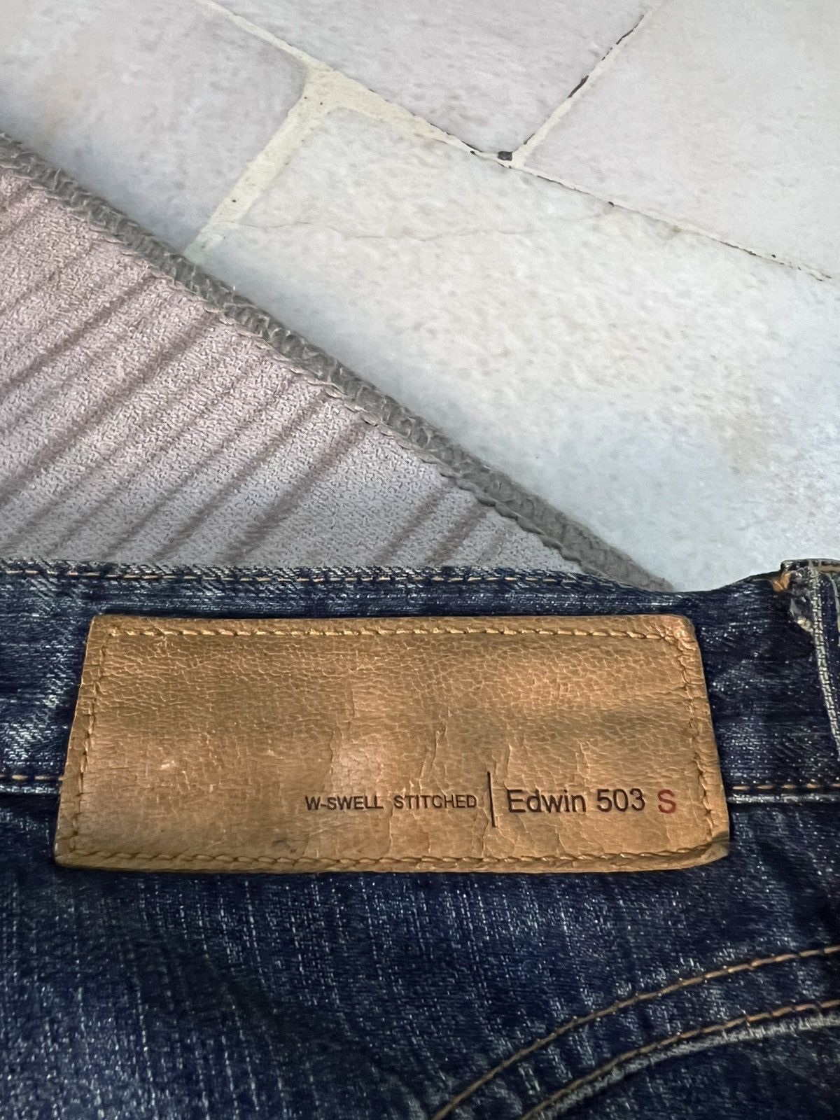 Edwin × If Six Was Nine × Le Grande Bleu (L.G.B.) 💥BAGGY💥VINTAGE EDWIN 503S DISTRESS MUD WASH JEANS Size US 31 - 21 Thumbnail