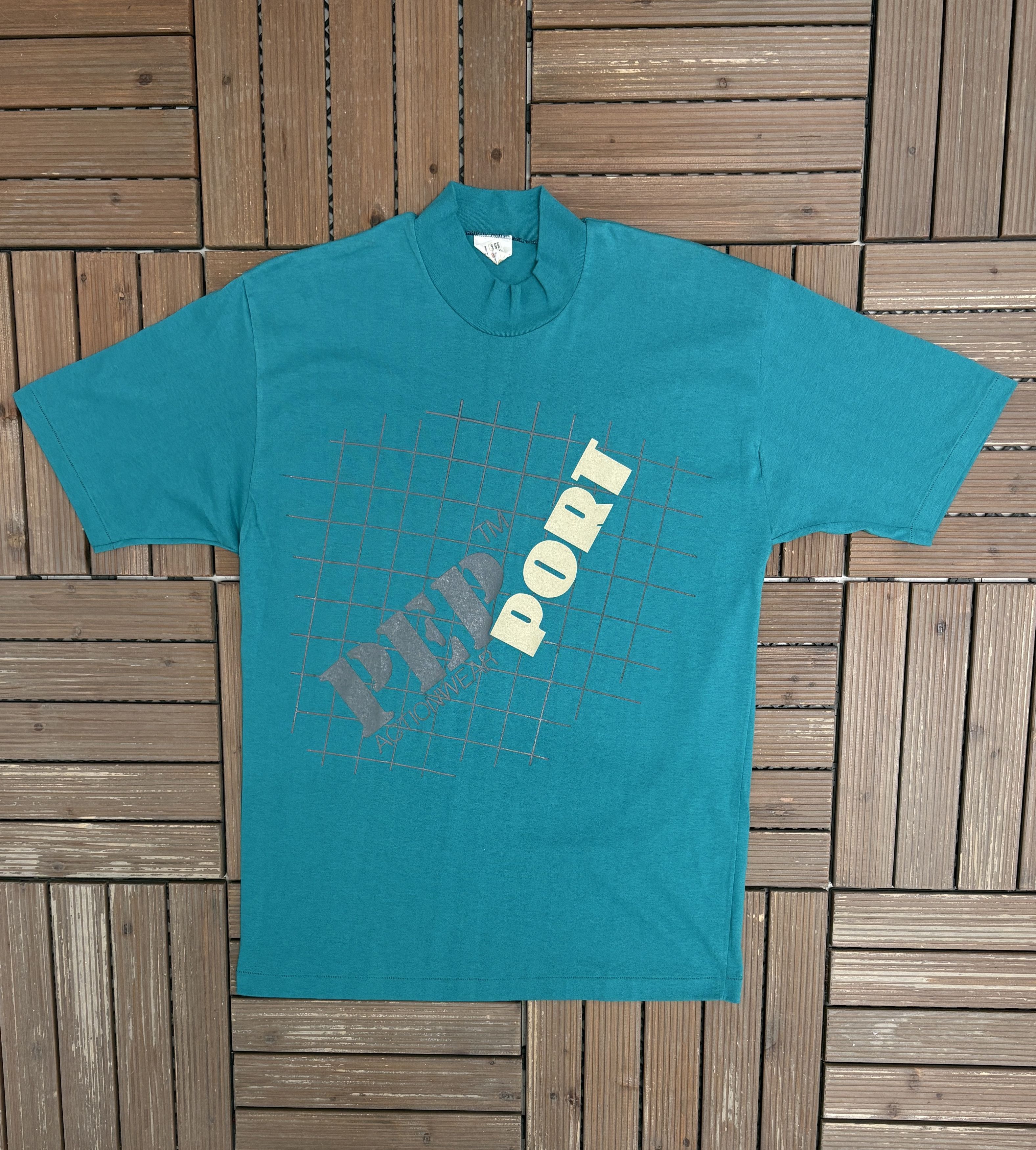 Vintage Pep Port Actionwear Vintage Teal Mock Neck Shirt Size US L / EU 52-54 / 3 - 1 Thumbnail