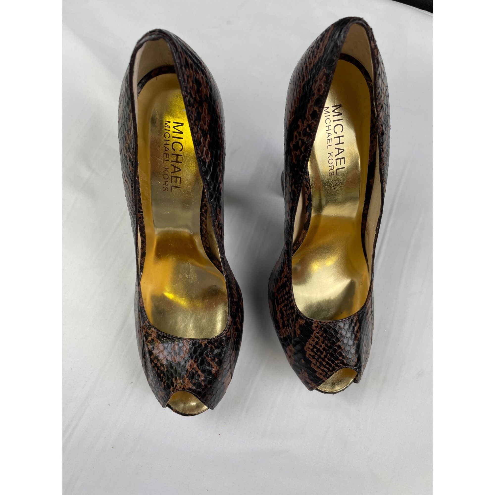 Michael Kors Michael Kors Women's Brown Genuine Snake Shoes/Heels 5.25" S Size US 7.5 / IT 37.5 - 6 Thumbnail