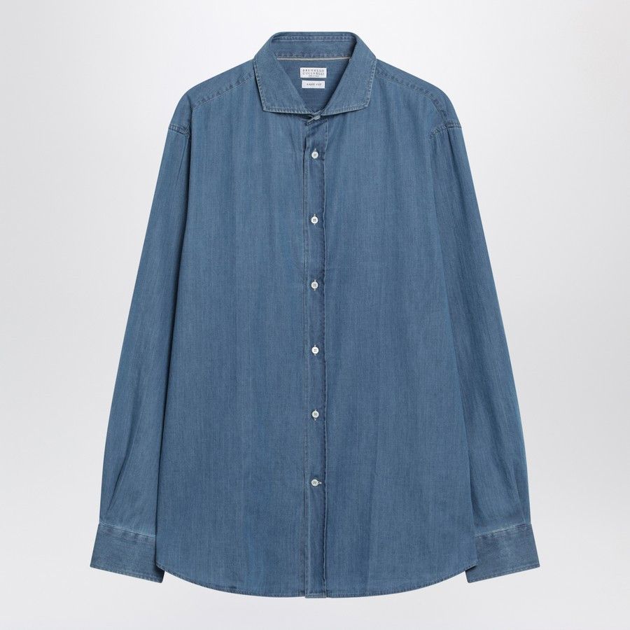 Brunello Cucinelli o1d2blof0226 Denim Shirt in Light Blue Size US XL / EU 56 / 4 - 1 Thumbnail