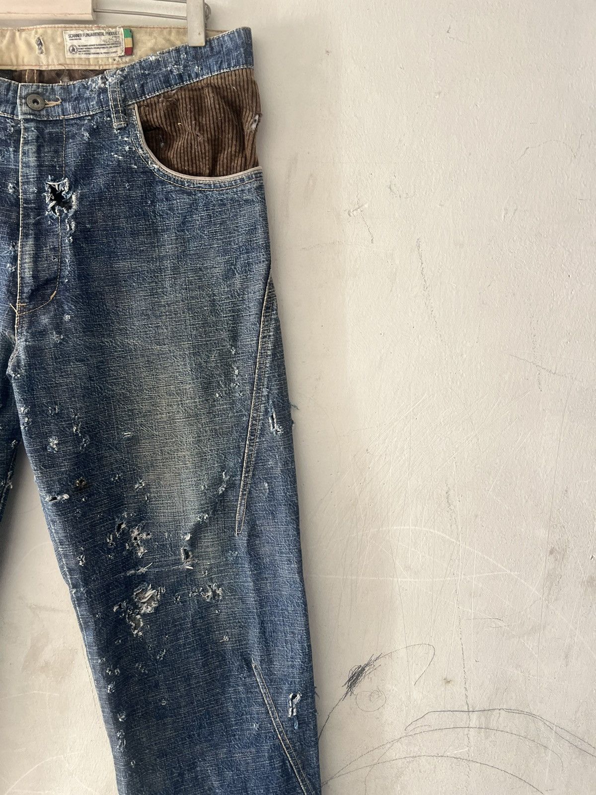 4GSELLER × Japanese Brand SUPER THRASHED🔥SCANNER JAPAN RIPPED DENIM Size US 34 / EU 50 - 6 Thumbnail
