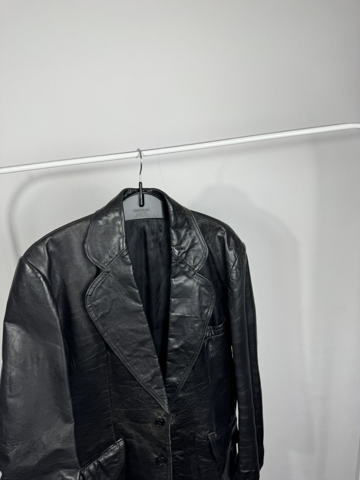 Leather Vintage Heavy Black Leather Blazer Jacket Coat Retro Classic Size US L / EU 52-54 / 3 - 8 Thumbnail
