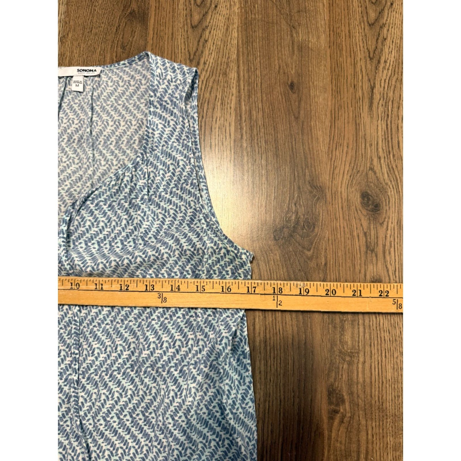Vintage Sonoma Shirts Tank Top Women Medium Blue V-Neck Sleeveless Casual White Accent Pattern: Solid Size M / US 6-8 / IT 42-44 - 6 Thumbnail