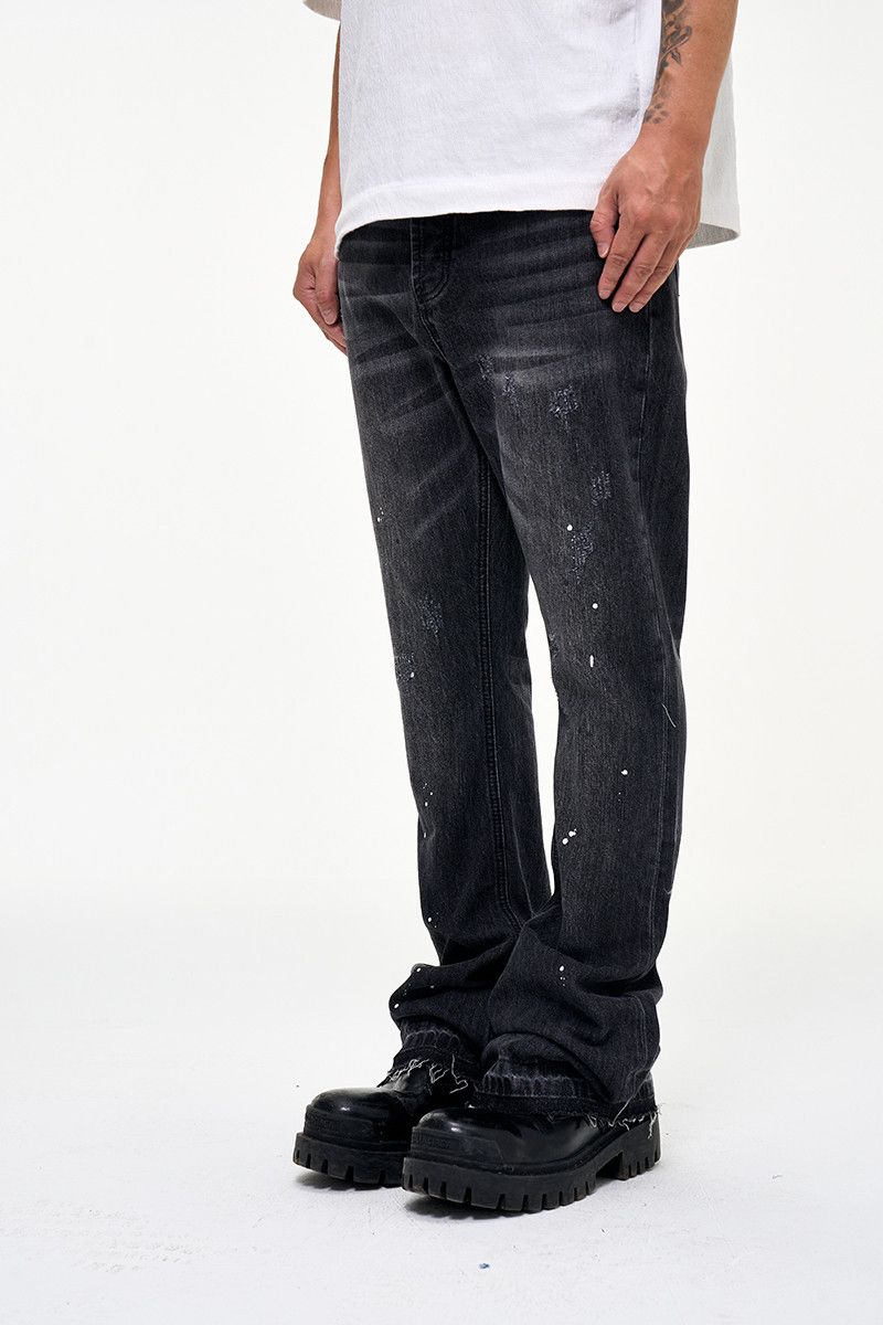 Japanese Brand × Jean Washed Wide Leg Denim Jeans, Stacked Jeans Size US 33 - 3 Thumbnail