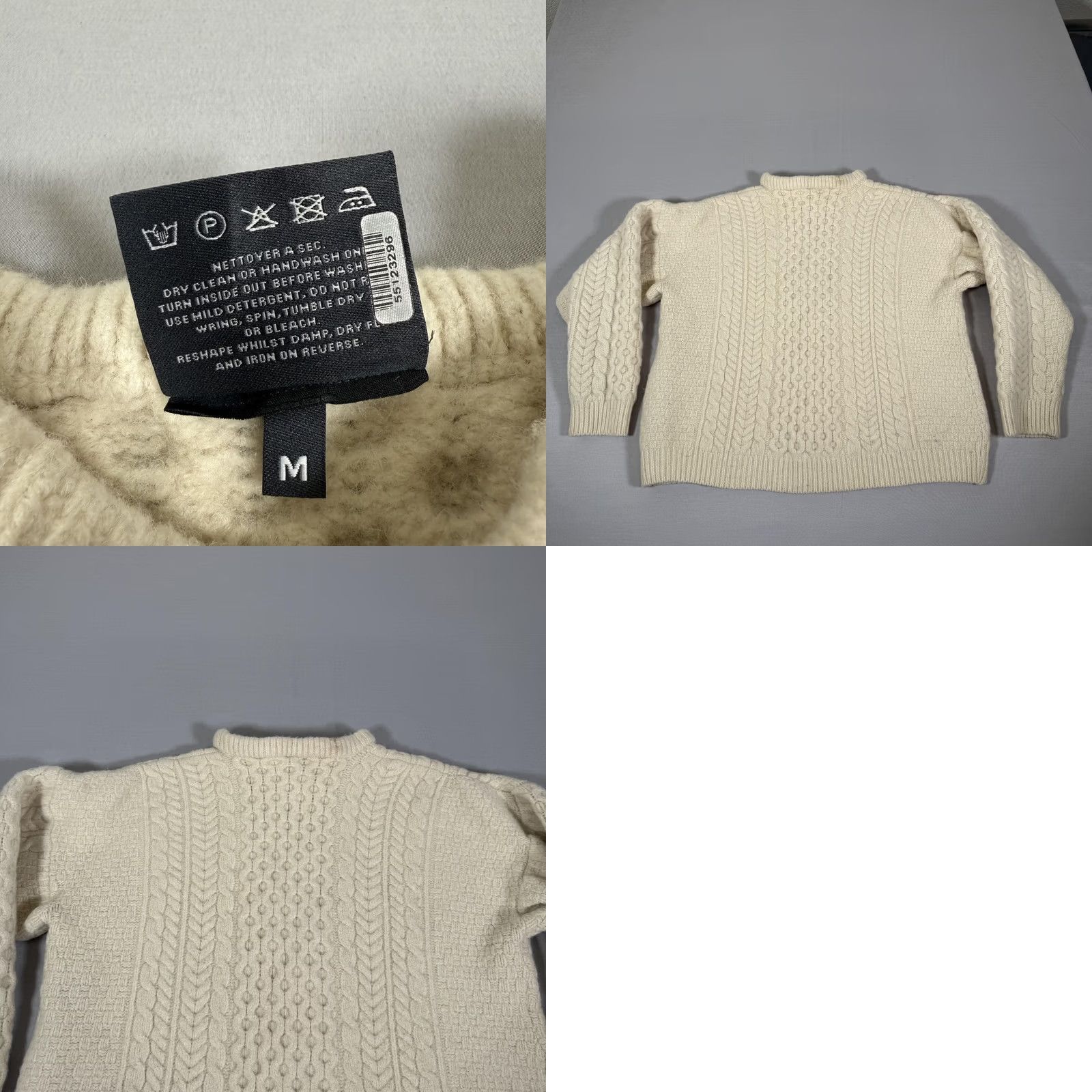Vintage Aran Woollen Mills Aran Sweater Womens M White Merino Wool Cable-Knit Ireland Woollen Mills Size M / US 6-8 / IT 42-44 - 8 Thumbnail
