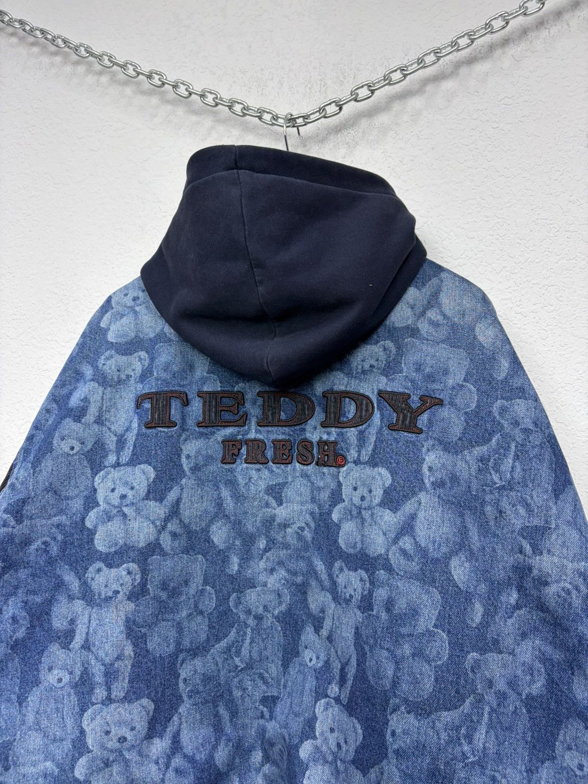 Teddy Fresh Teddy Fresh Denim Varsity Jacket Hybrid All-Over Bear Print Size US L / EU 52-54 / 3 - 20 Thumbnail