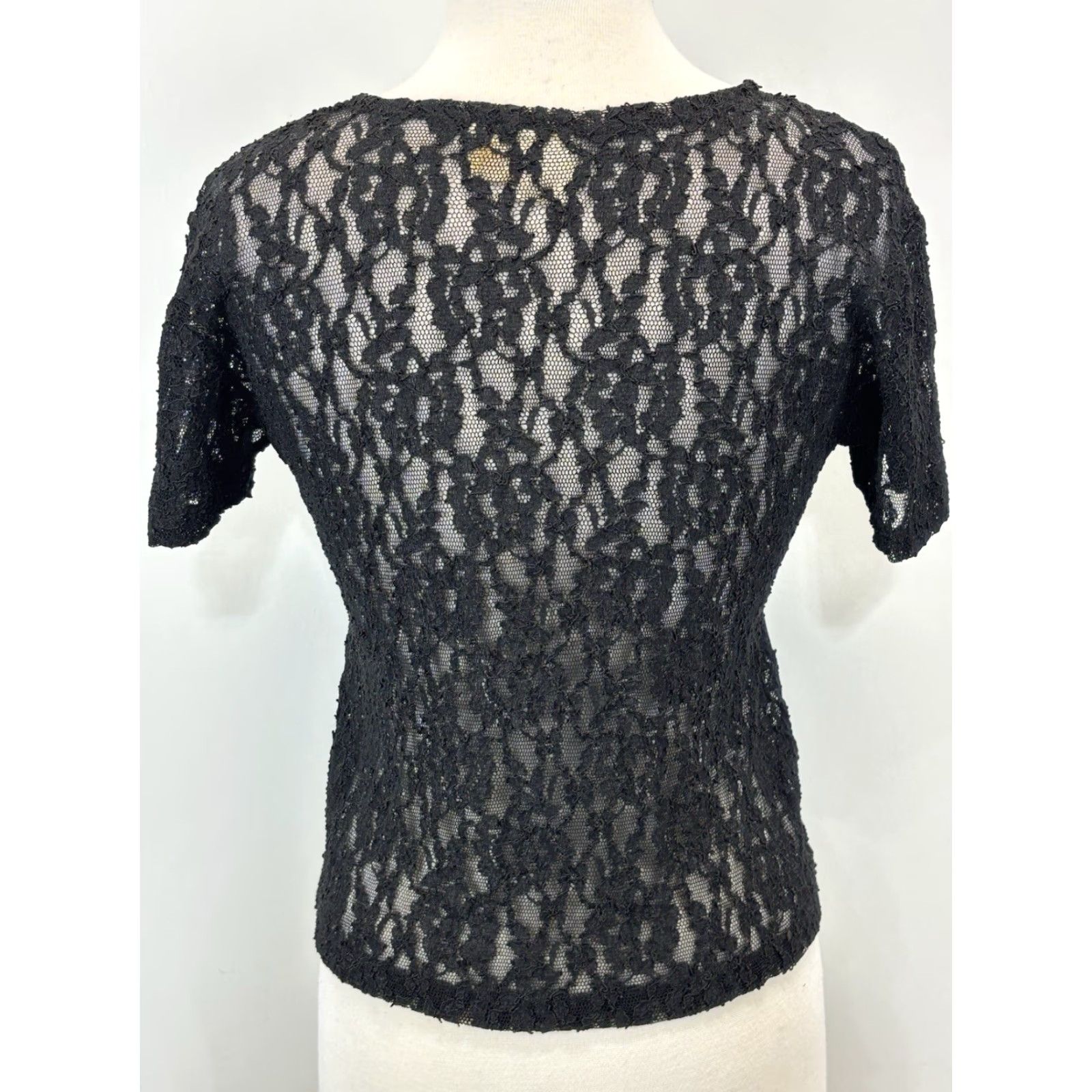 Victoria's Secret VINTAGE Victoria's Secret Lace Sheer Shirt Crown Label 80s Goth Black M Womens/Adults Medium Shown Whimsigoth USA Size M / US 6-8 / IT 42-44 - 3 Thumbnail