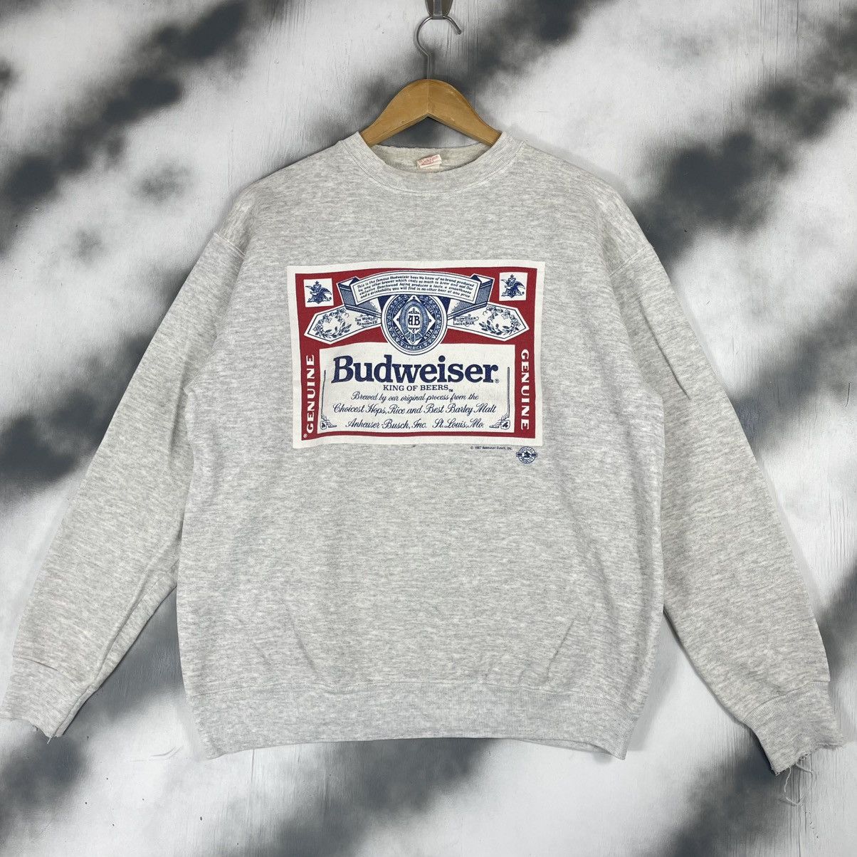Budweiser × Vintage Vintage Budweiser Distressed Style Sweatshirt Size US L / EU 52-54 / 3 - 1 Thumbnail