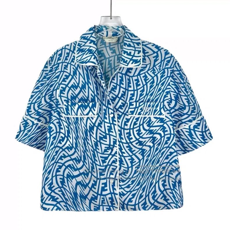 Fendi Fendi Blue logo letter full print mulberry silk set Size XS / US 0-2 / IT 36-38 - 1 Thumbnail