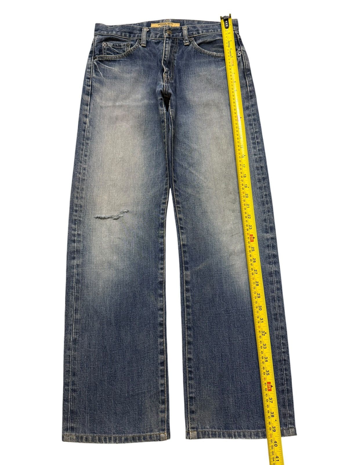 Uniqlo Vintage Y2K Japan Uniqlo Blue Faded Wash Distress Wide Leg Size US 30 / EU 46 - 9 Thumbnail