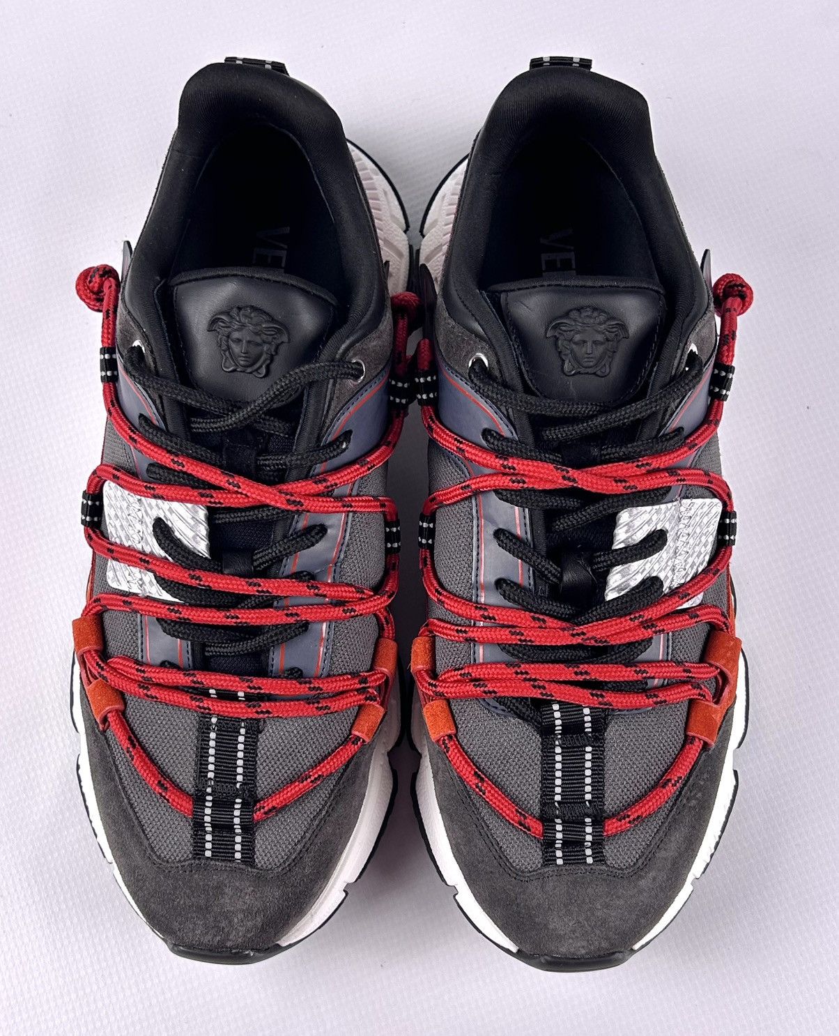 Versace Versace Trigreca Sneakers EU44/US11 Gray Red Suede Italy Size US 11 / EU 44 - 2 Thumbnail
