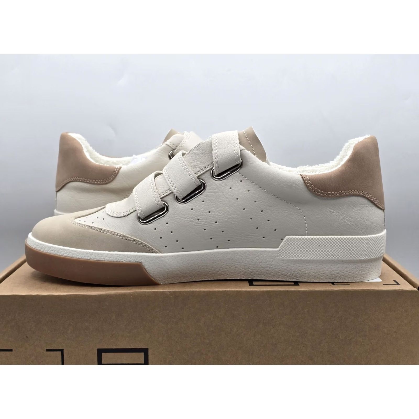 Dolce Vita Dolce Vita Hook Sneaker - White/Beige - Women’s Size 11 - Casual Flat Suede Hook & Loop Adjustable Strap Shoes Size US 11 / IT 41 - 5 Thumbnail