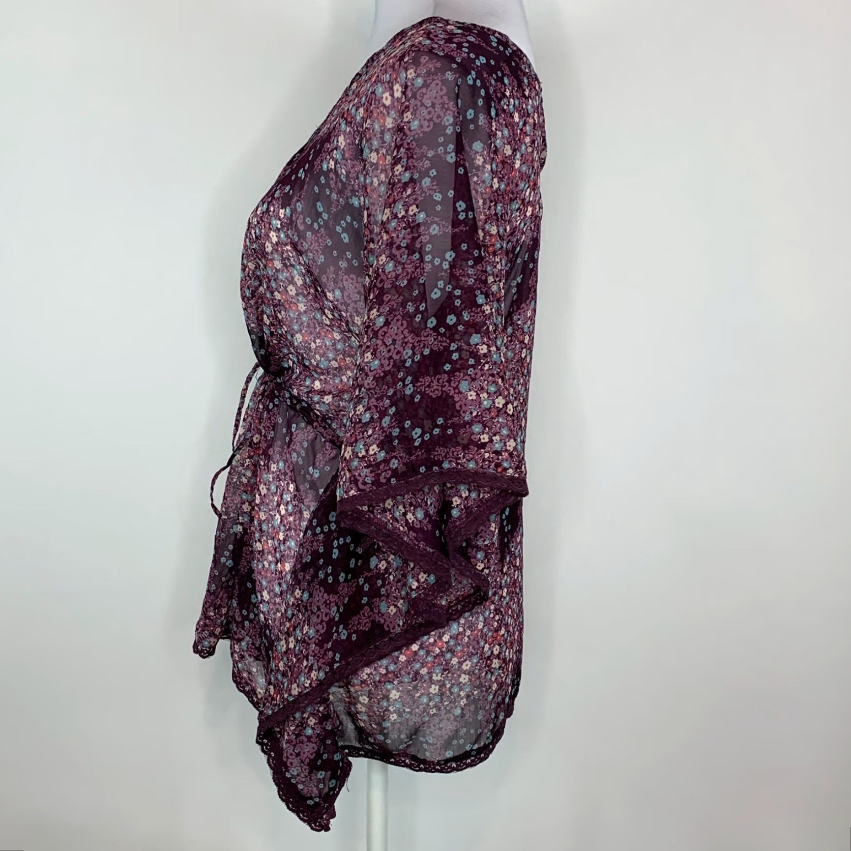 Decree Decree Blouse Shirt Tunic Womens M Floral Sheer Butterfly Sleeves Multicolor Dolman Sleeve Casual Knit Polyester Top Size M / US 6-8 / IT 42-44 - 6 Thumbnail
