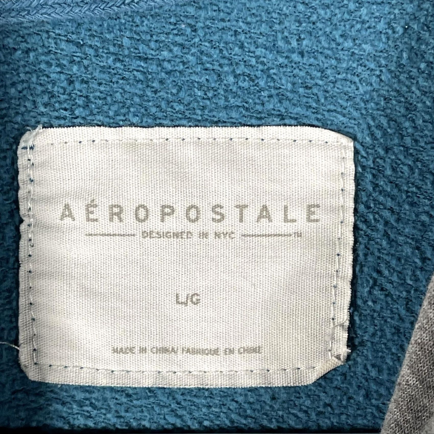 Aeropostale VINTAGE Aeropostale Hoodie Mens L Blue Full Zip AERO 87 Applique Graphic Fleece 90s) Size US L / EU 52-54 / 3 - 4 Thumbnail