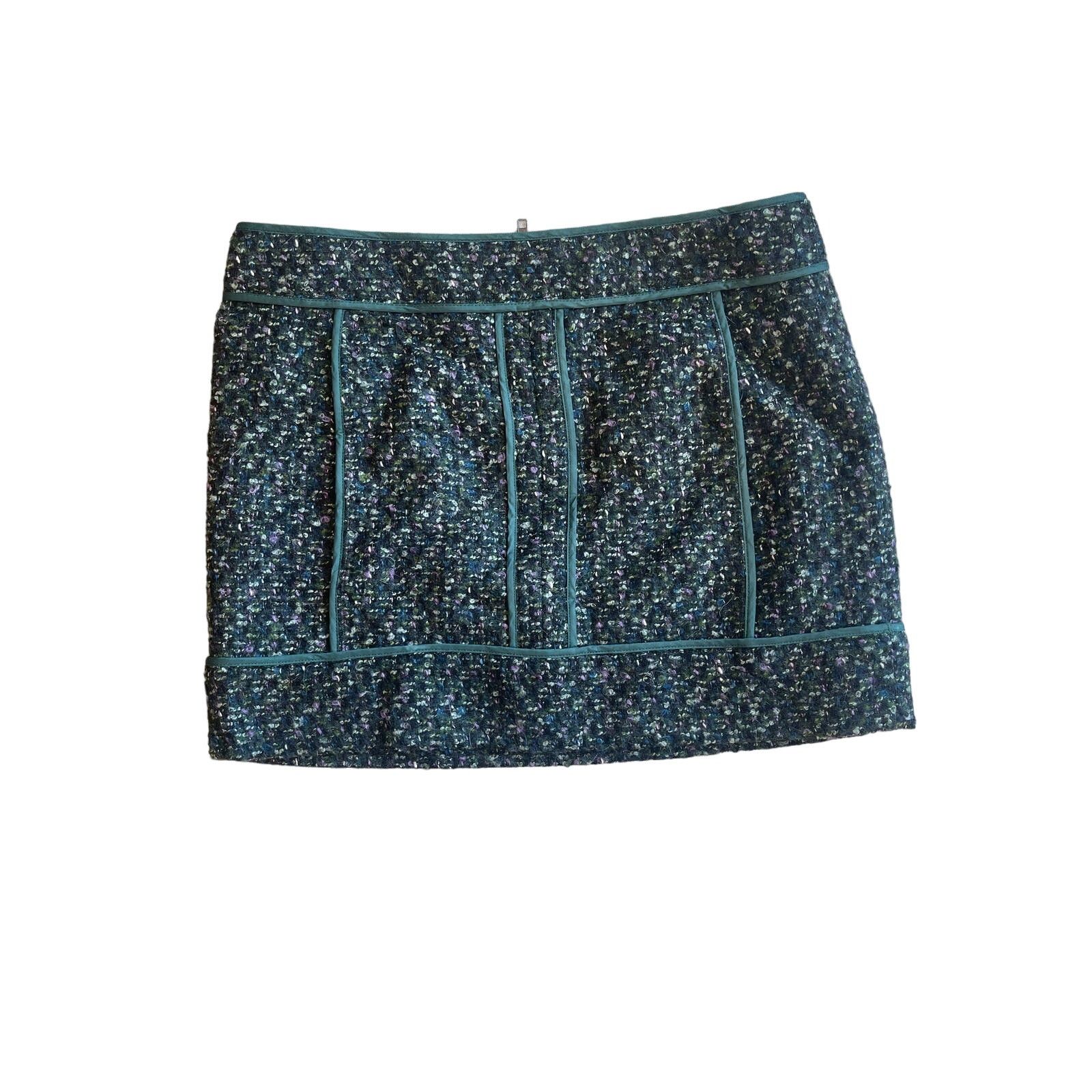 J.Crew J. Crew Tweed Evergreen Wool Mini Skirt Size 32" / US 10 / IT 46 - 1 Thumbnail